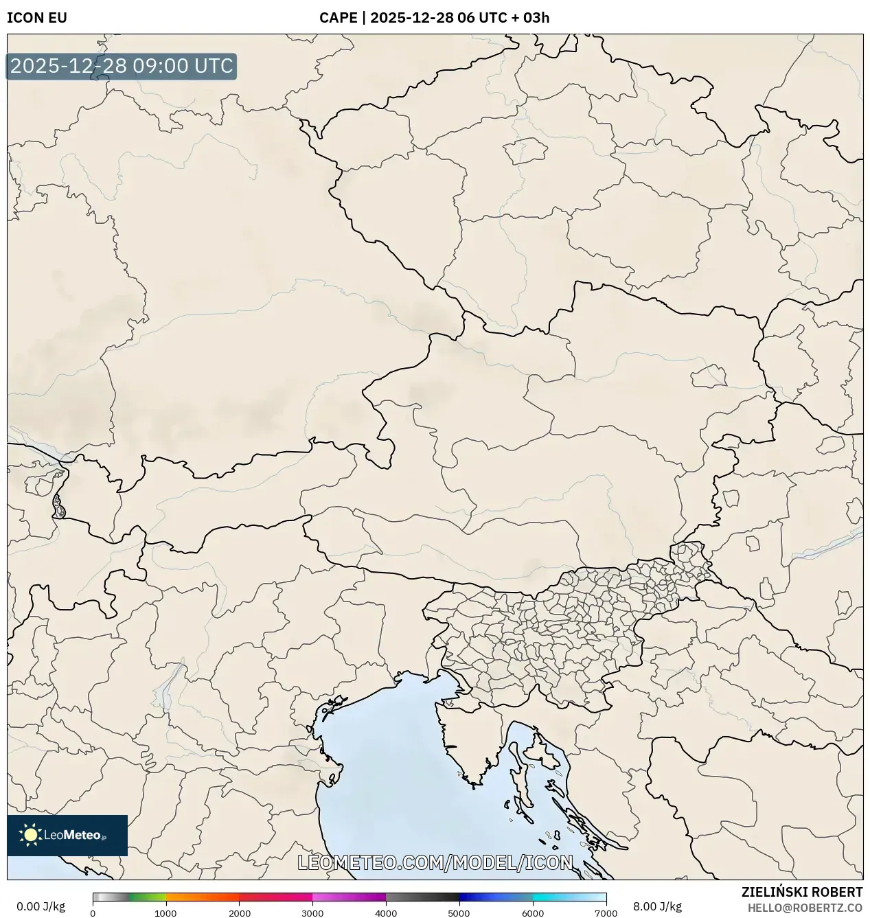 ICON model - Austria, CAPE