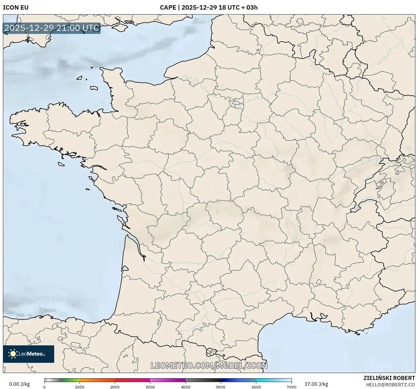 ICON model - France, CAPE