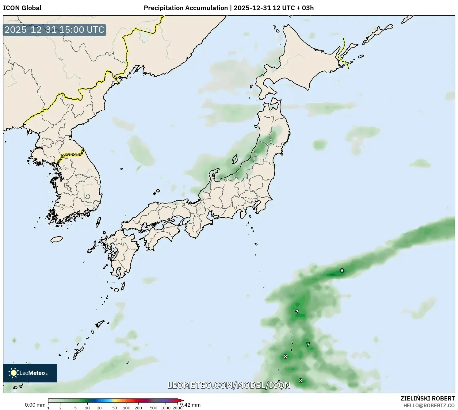 ICON model - Japan, Precipitation Accumulation