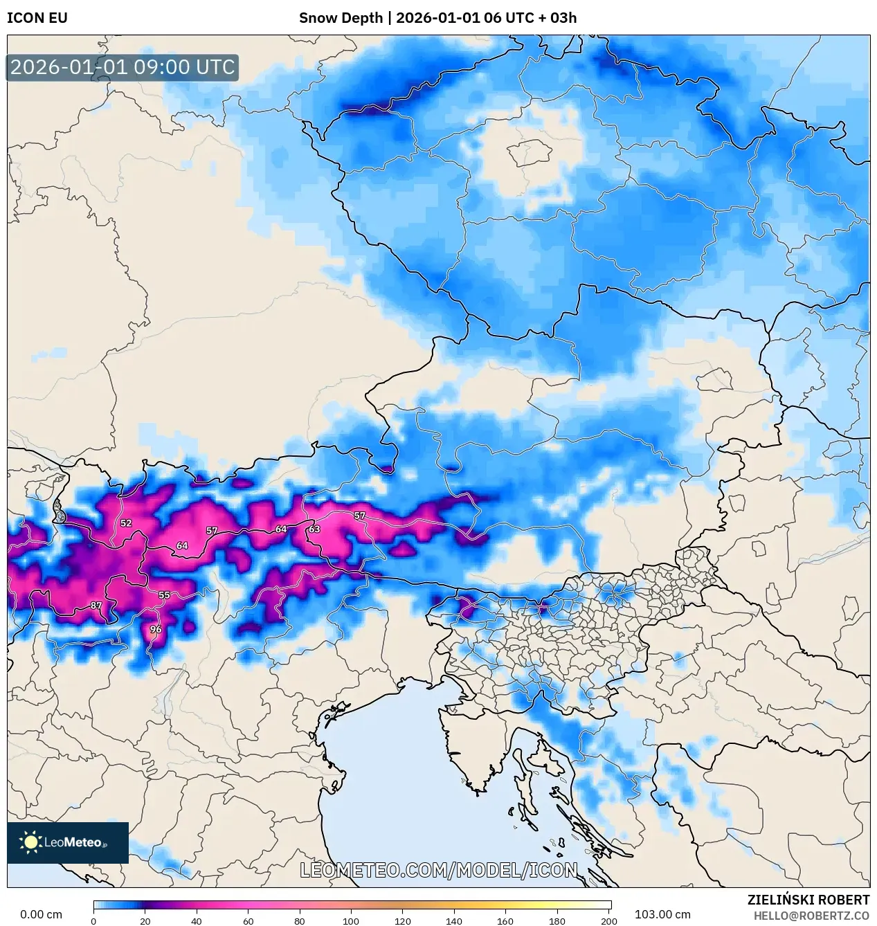 ICON model - Austria, Snow Depth