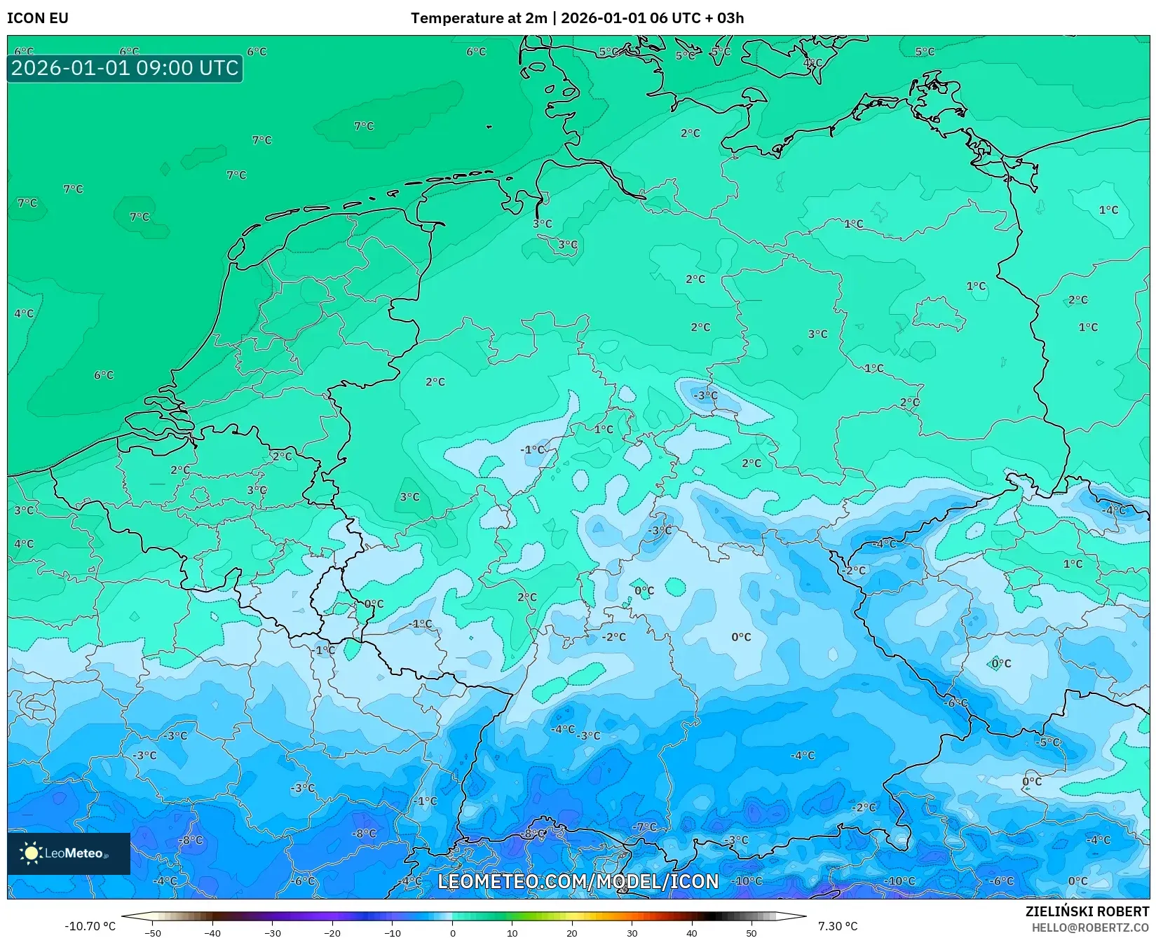 ICON model - Germany, Temperature at 2m