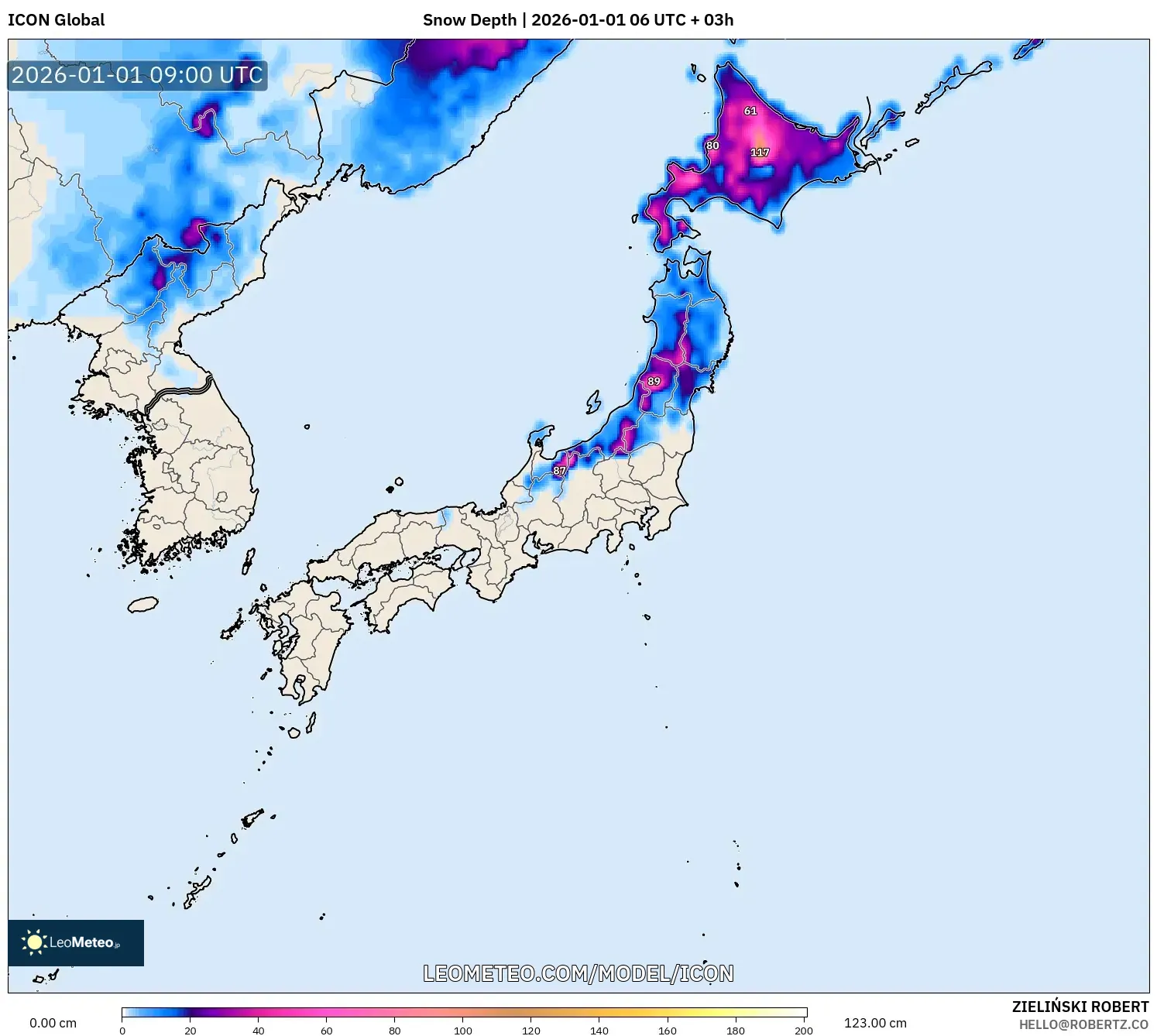 ICON model - Japan, Snow Depth