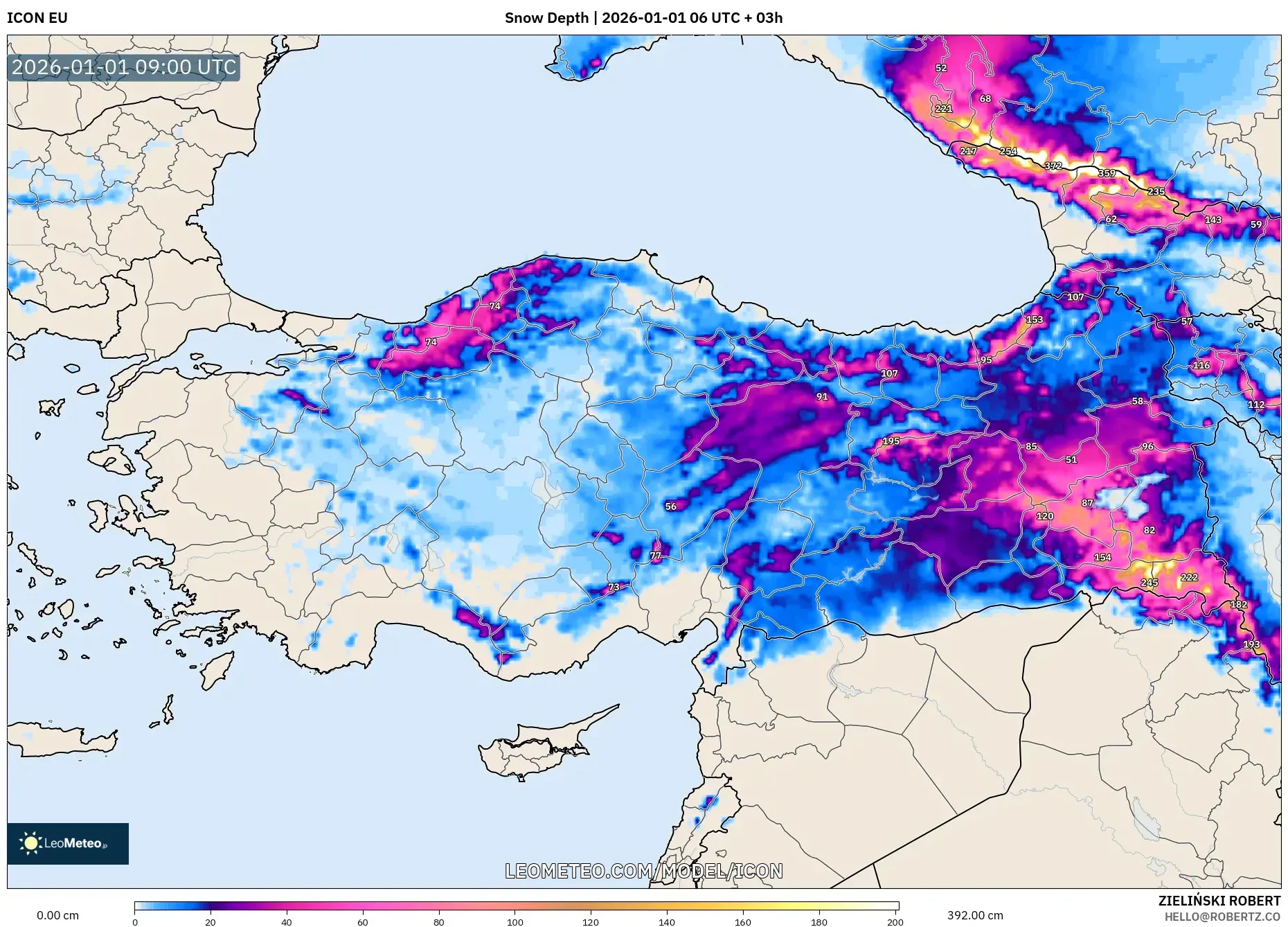 ICON model - Turkey, Snow Depth