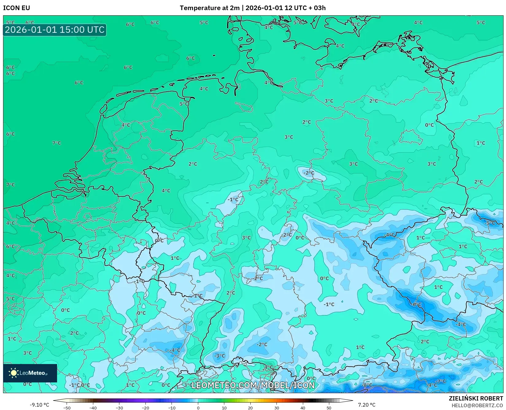 ICON model - Germany, Temperature at 2m