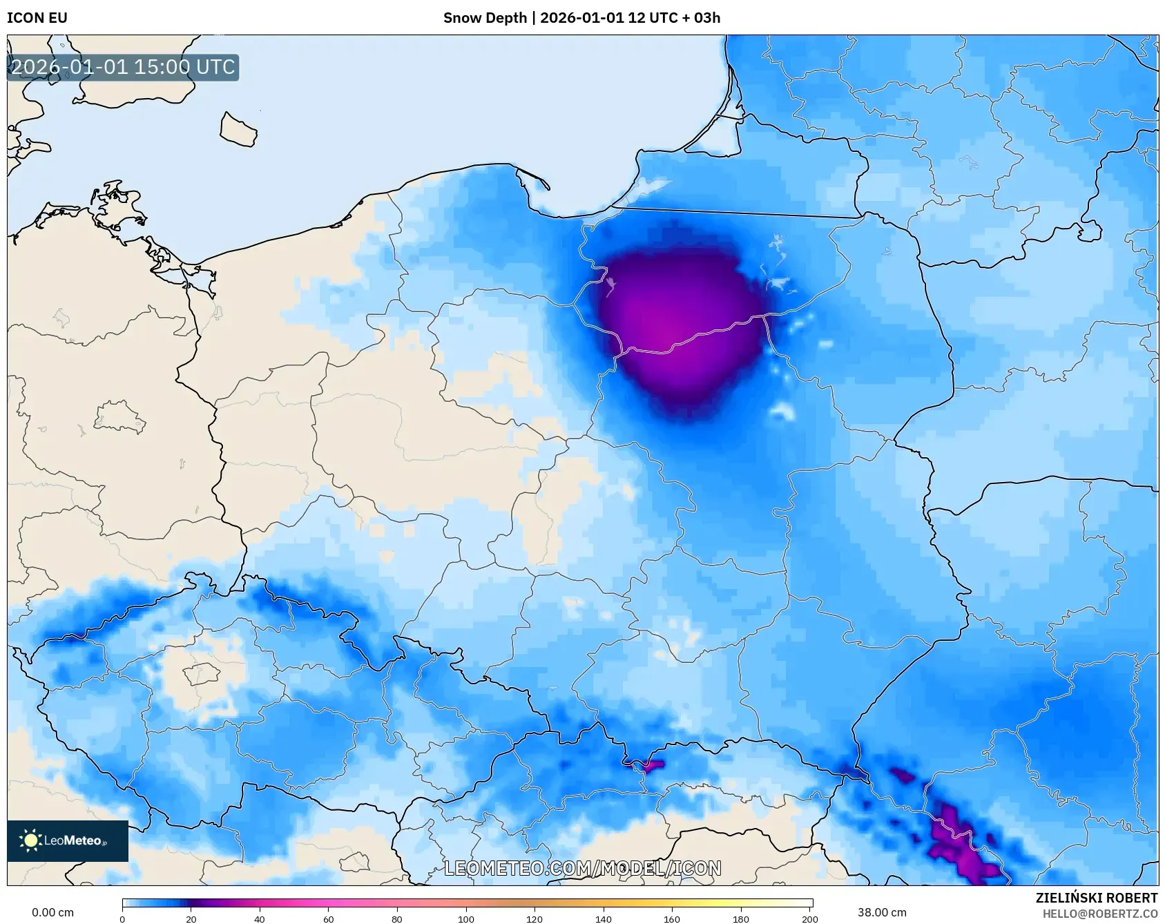ICON model - Poland, Snow Depth