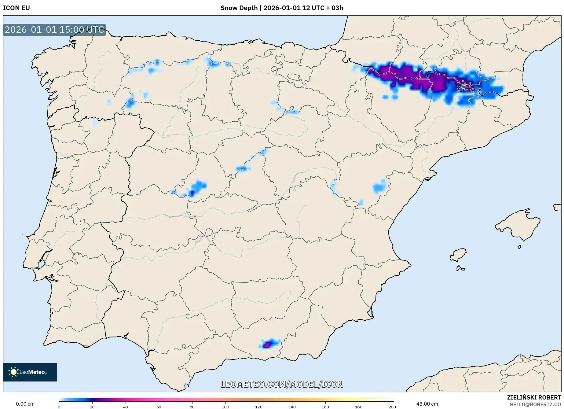 ICON model - Spain, Snow Depth
