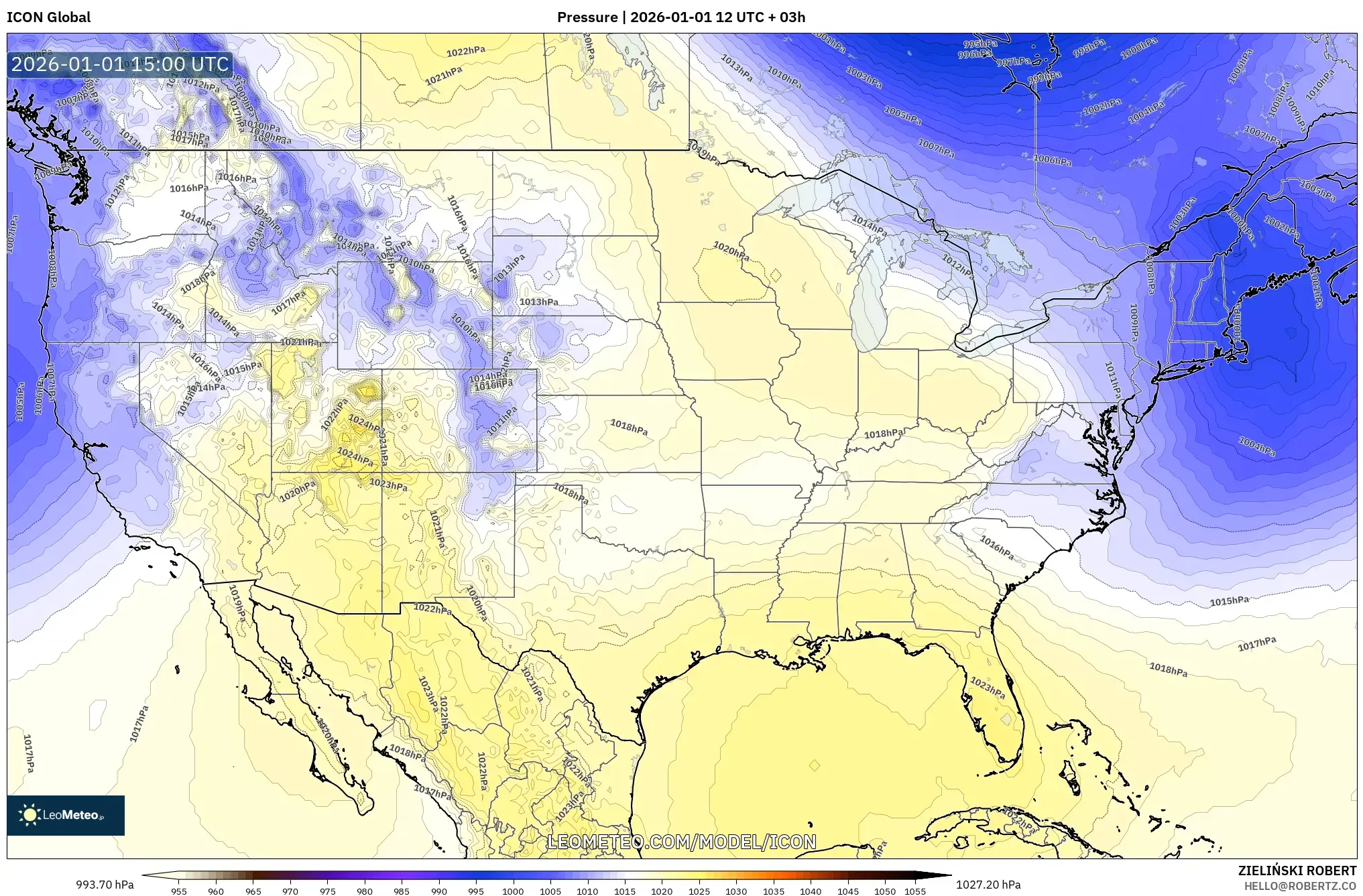 ICON model - United States, Pressure