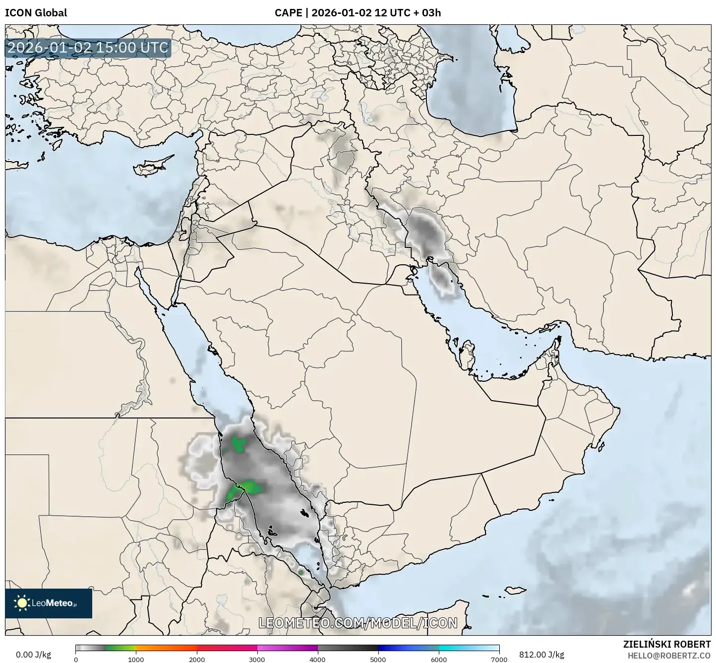 ICON model - Middle East, CAPE