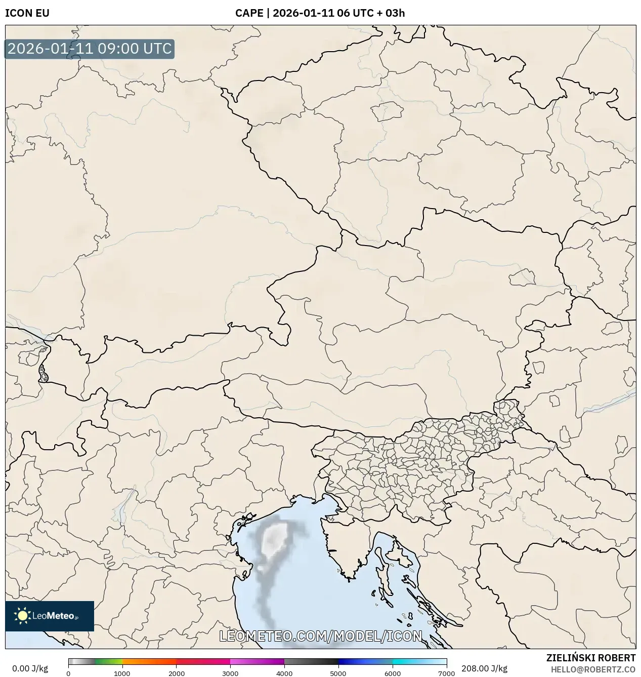 ICON model - Austria, CAPE