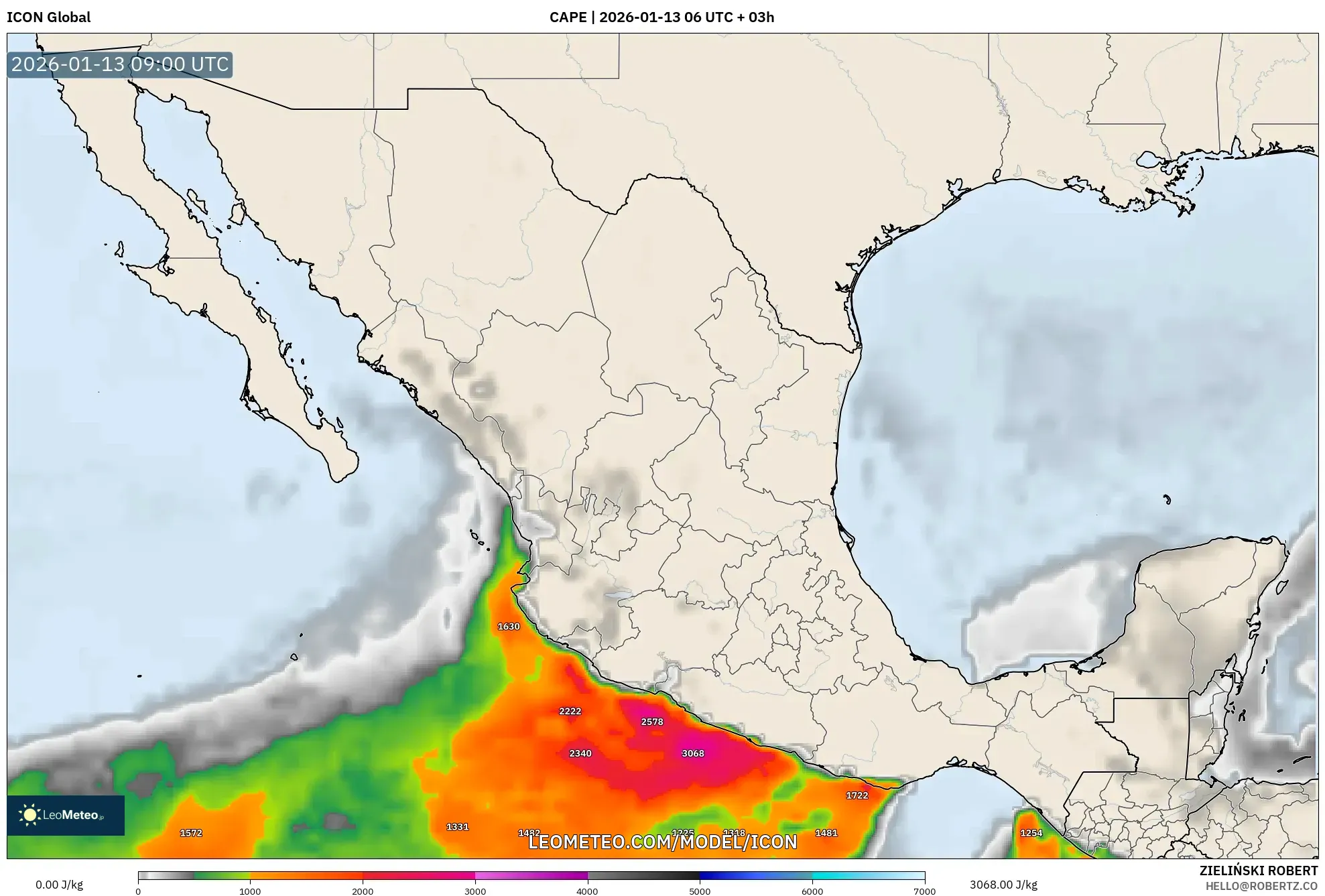 ICON model - Mexico, CAPE