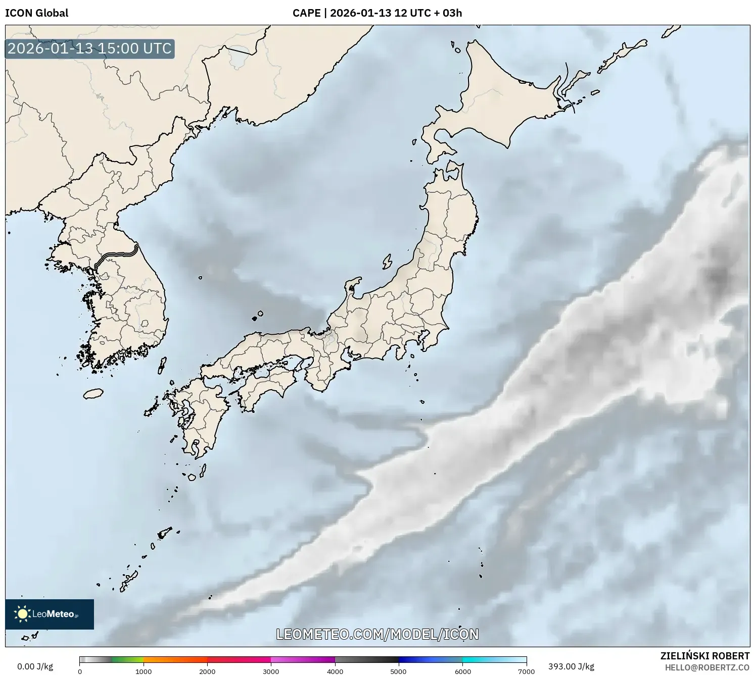 ICON model - Japan, CAPE