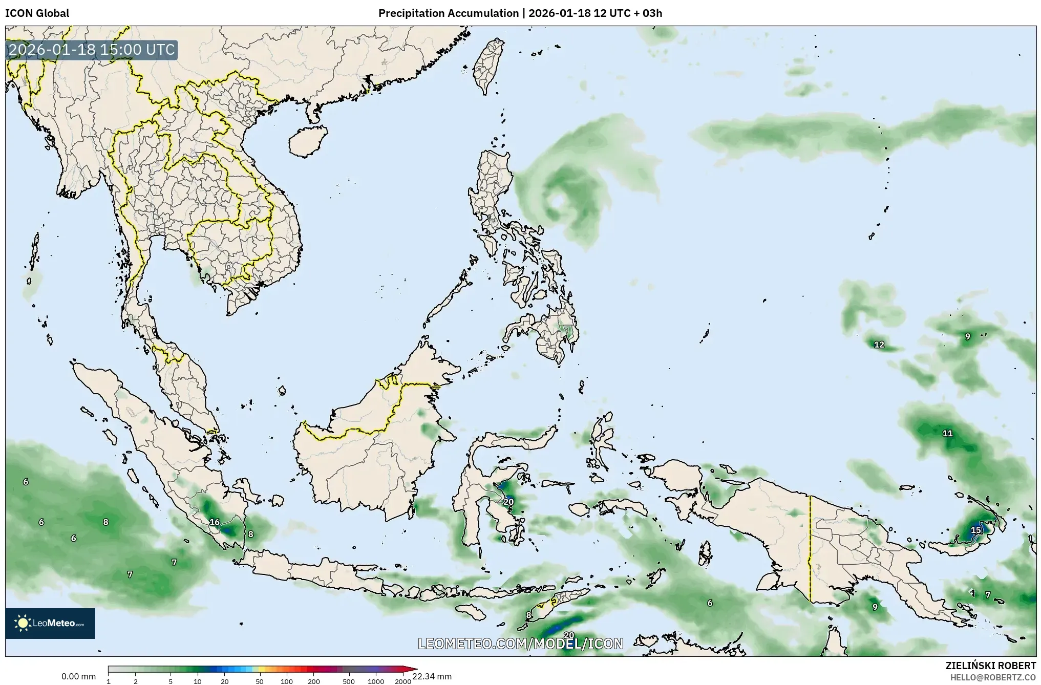 ICON model - South East Asia, Precipitation Accumulation