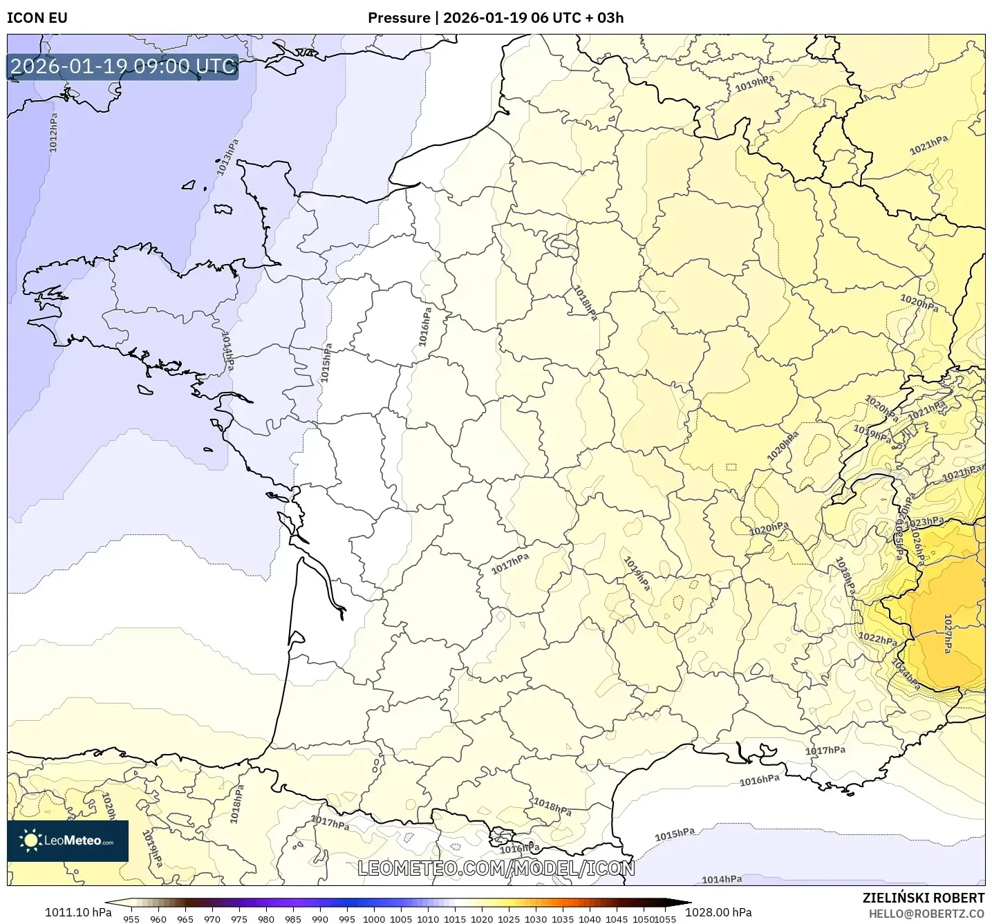 ICON model - France, Pressure