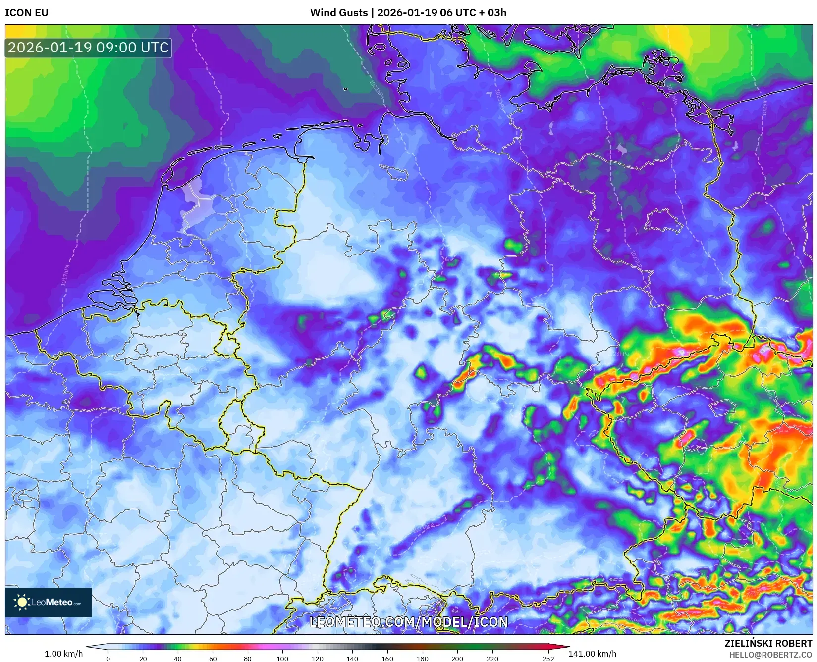ICON model - Germany, Wind Gusts