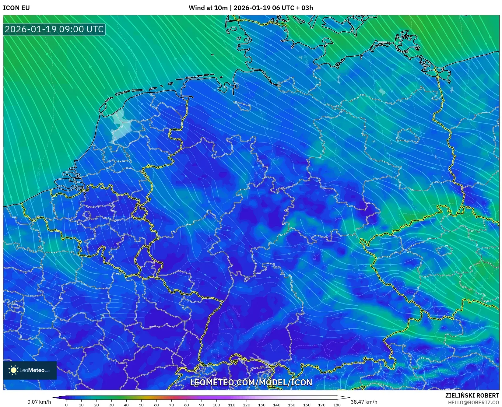 ICON model - Germany, Wind at 10m
