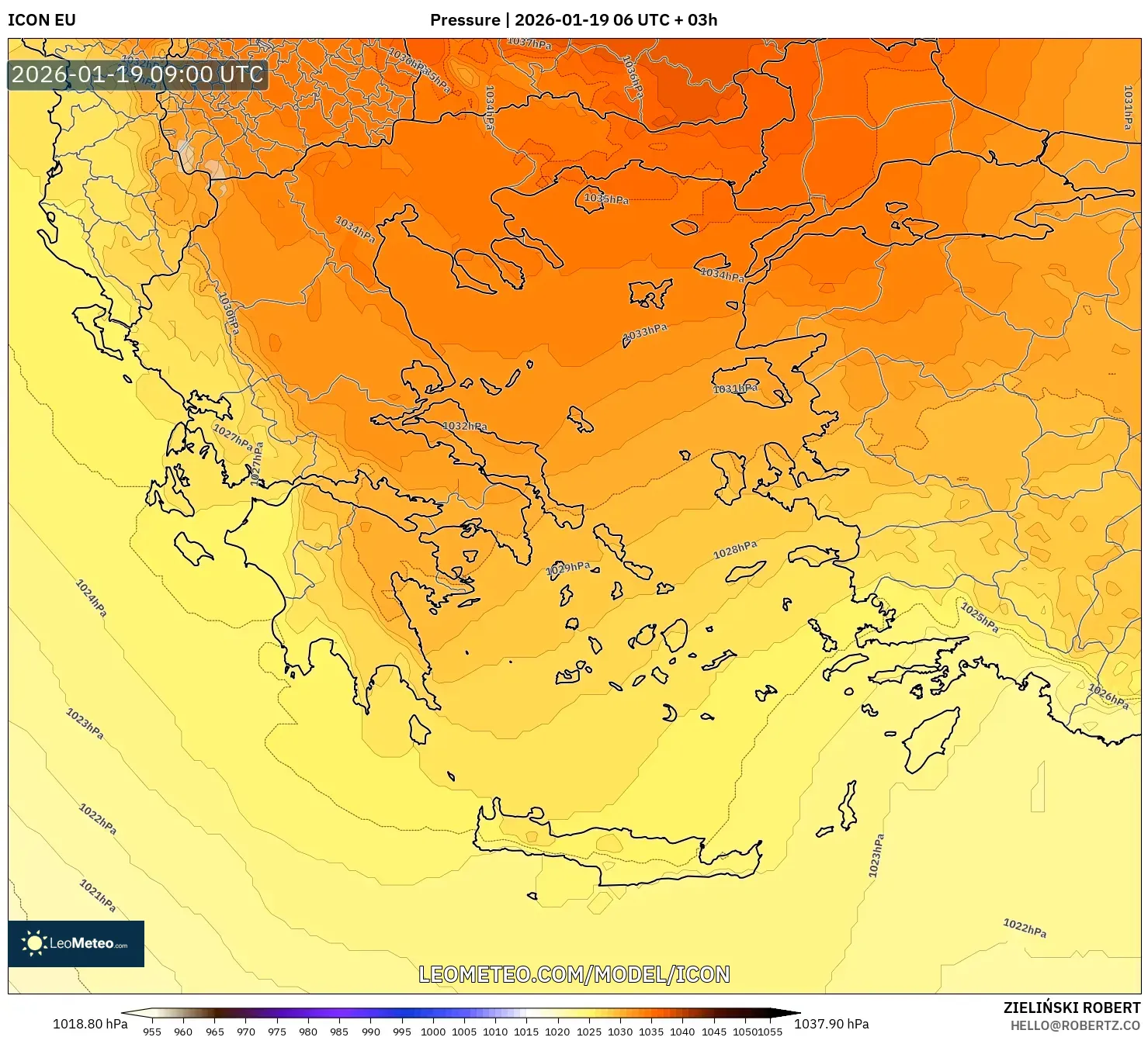 ICON model - Greece, Pressure