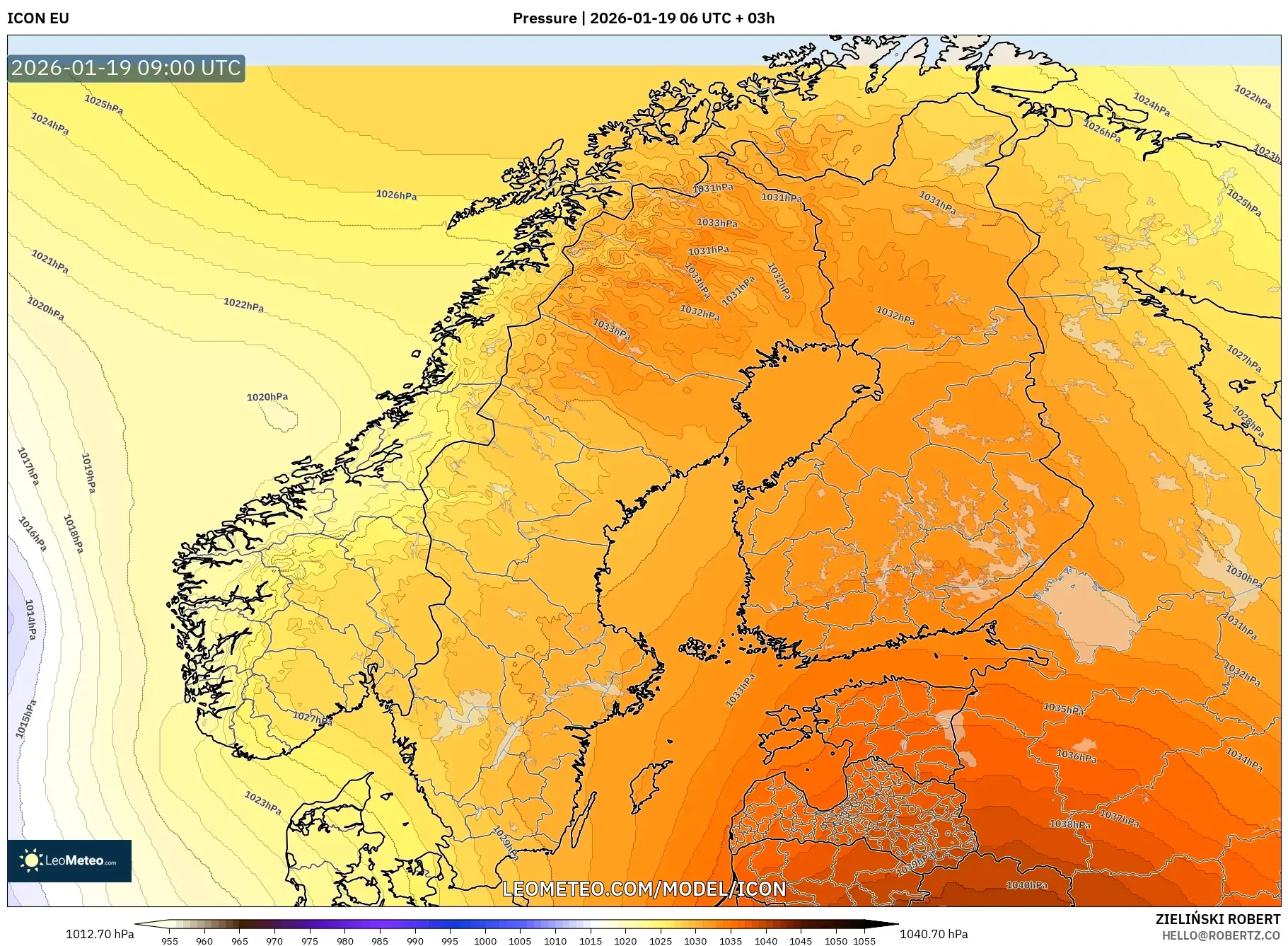 ICON model - Scandinavia, Pressure