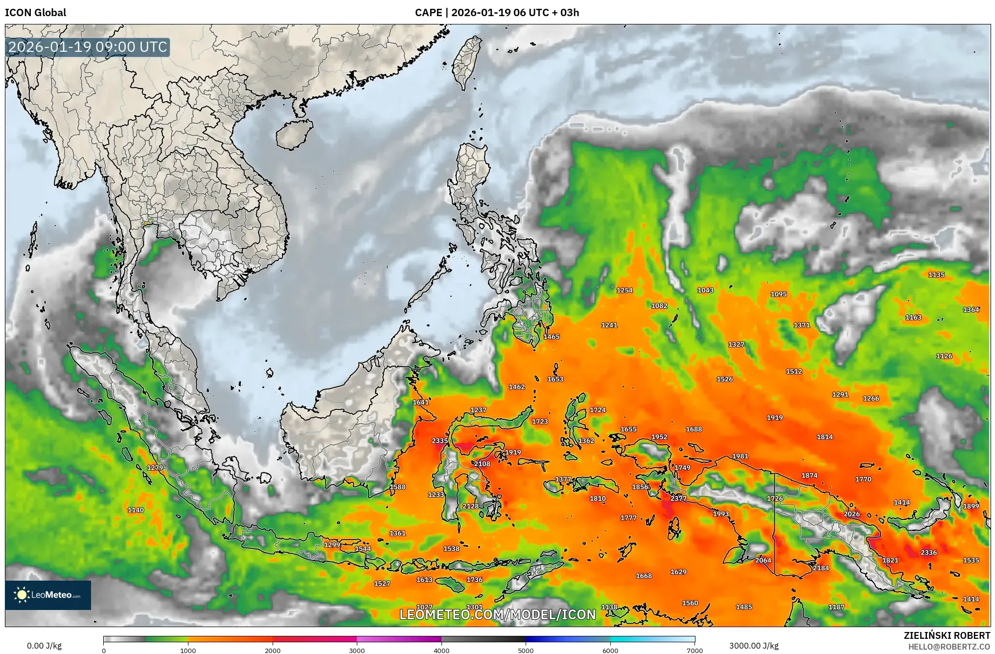 ICON model - South East Asia, CAPE