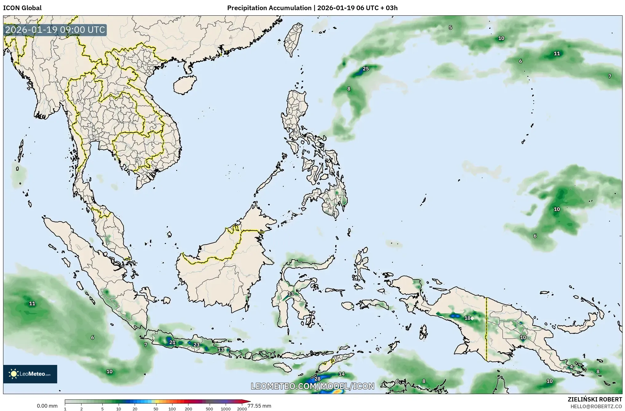 ICON model - South East Asia, Precipitation Accumulation