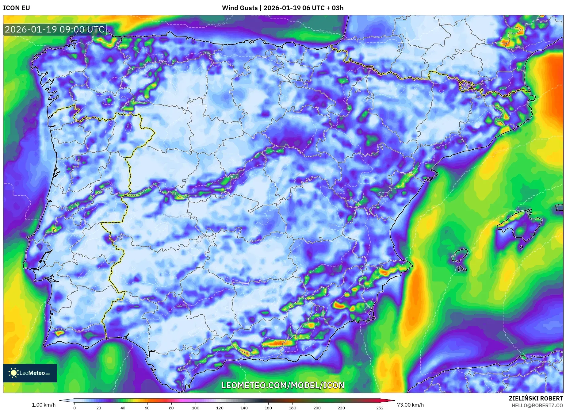 ICON model - Spain, Wind Gusts