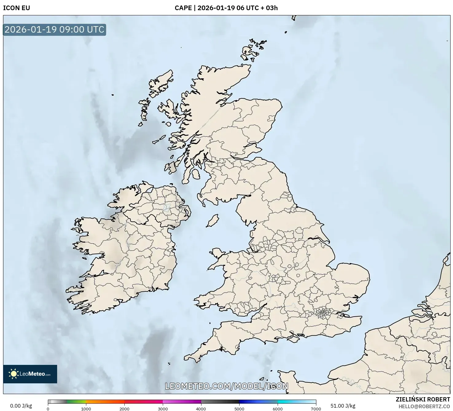 ICON model - United Kingdom, CAPE