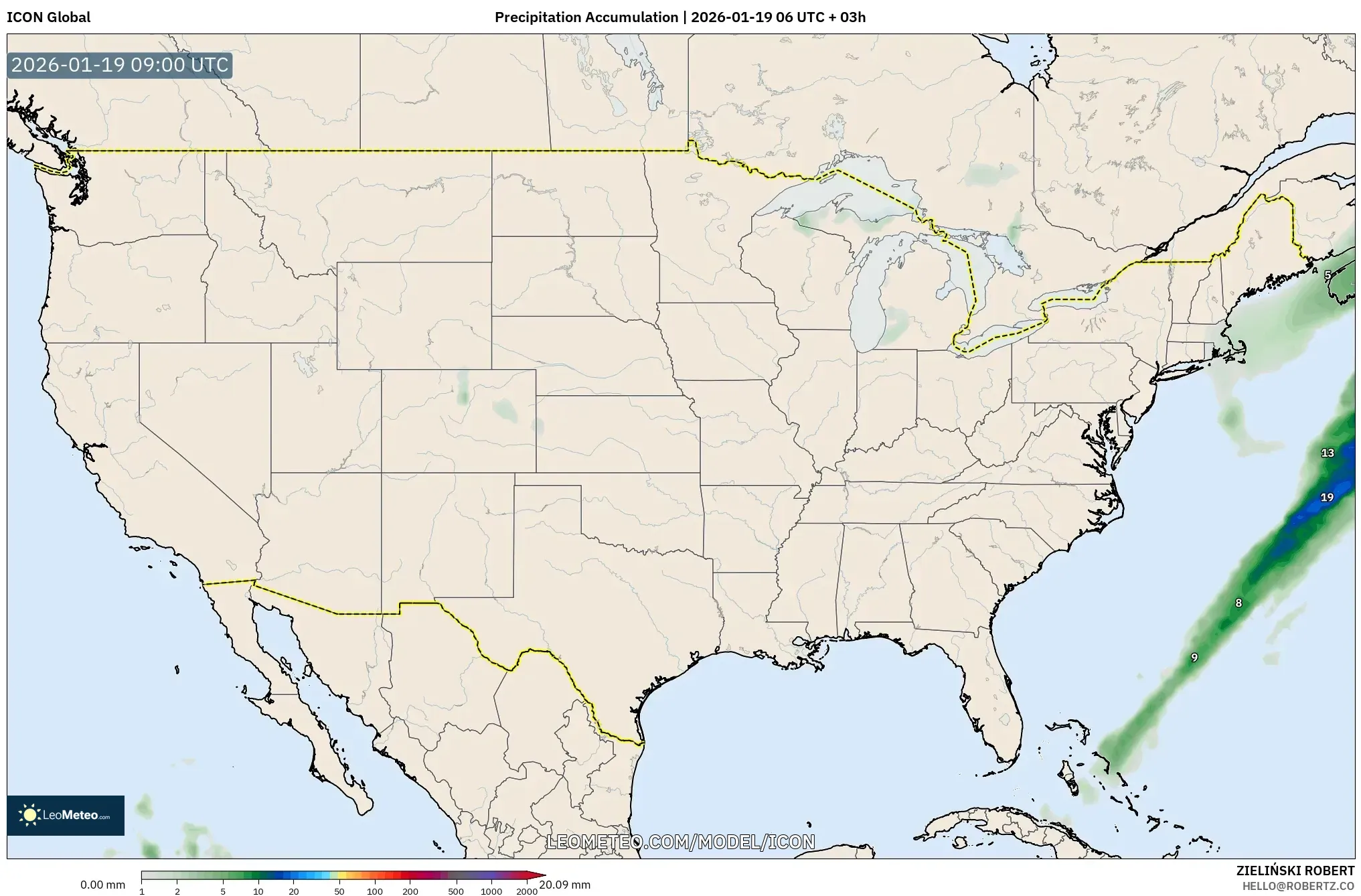 ICON model - United States, Precipitation Accumulation