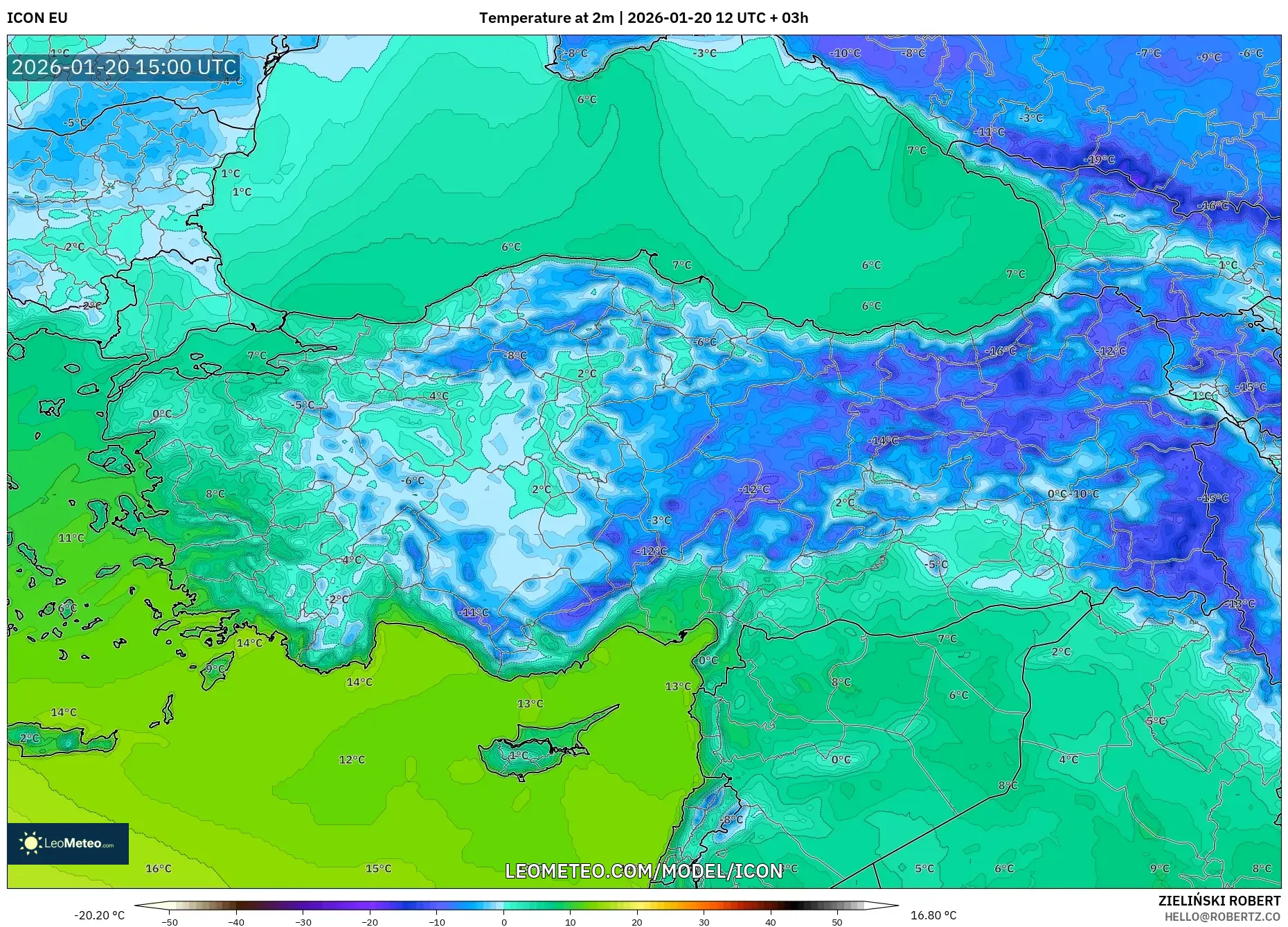 ICON model - Turkey, Temperature at 2m