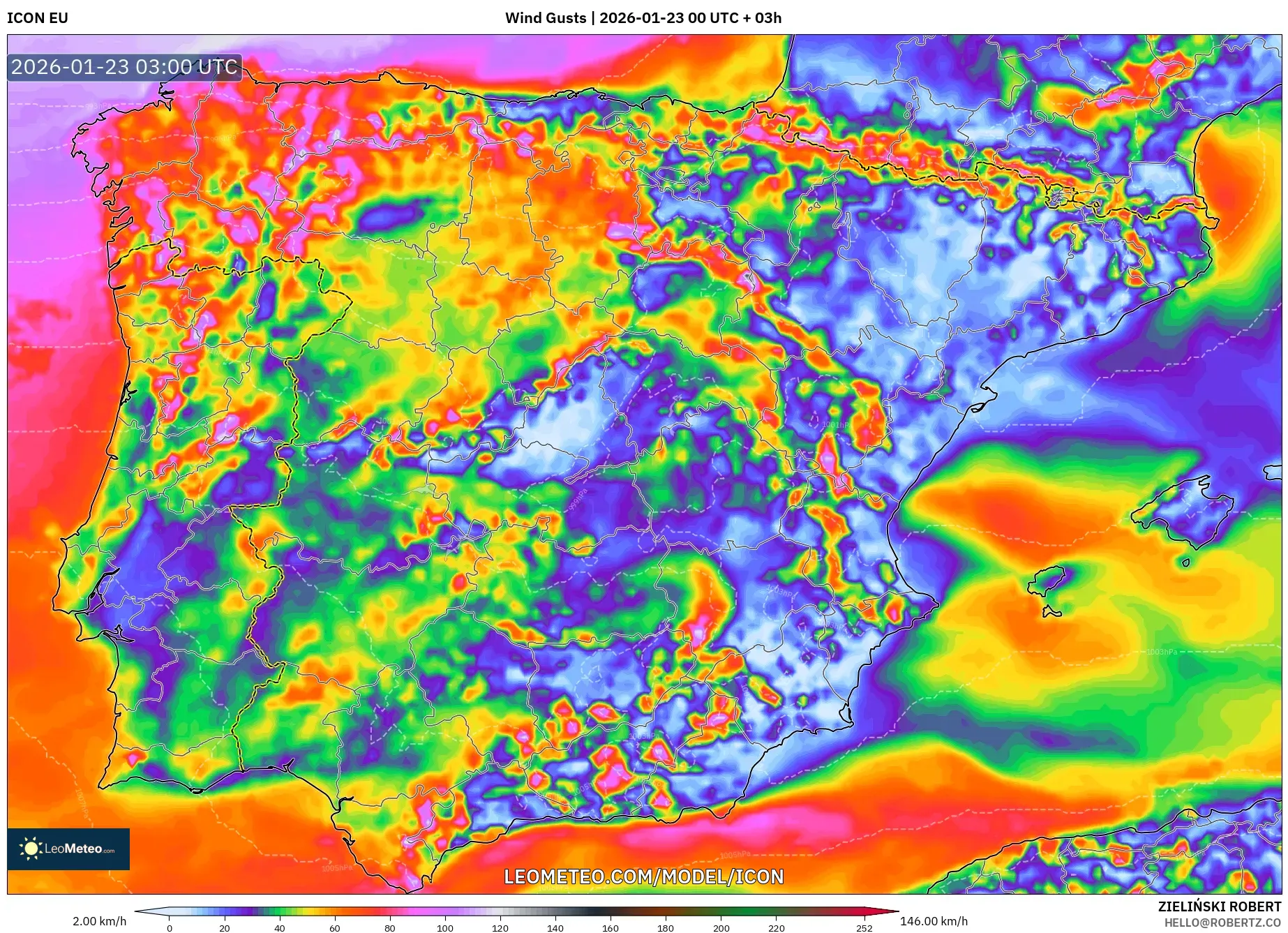 ICON model - Spain, Wind Gusts