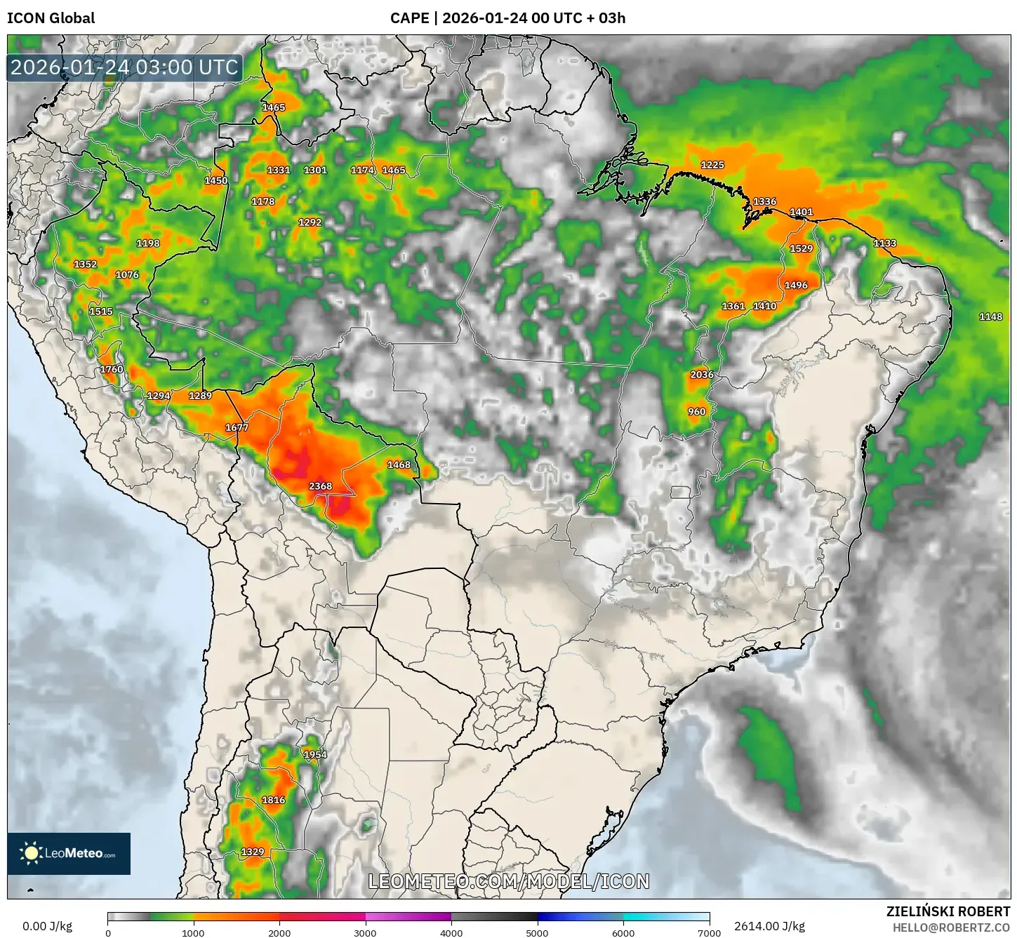 ICON model - Brazil, CAPE