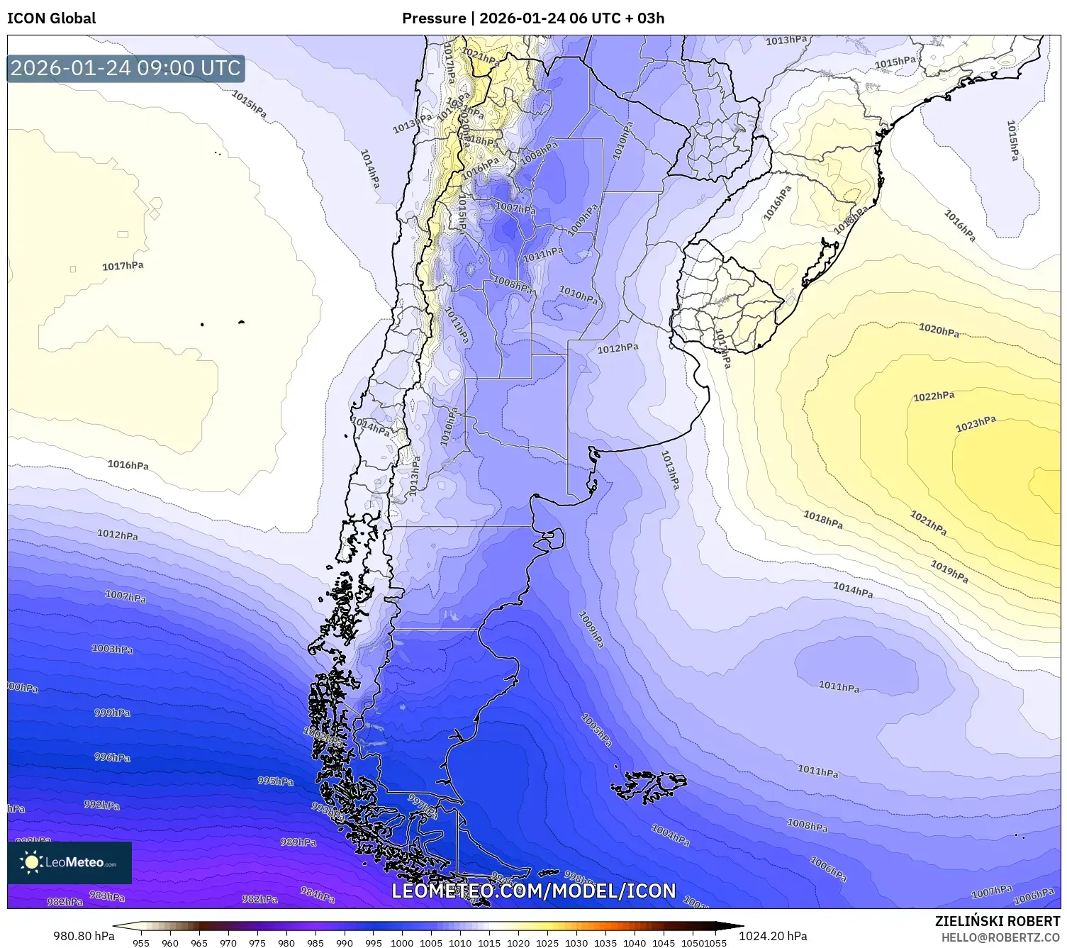 ICON model - Argentina, Pressure