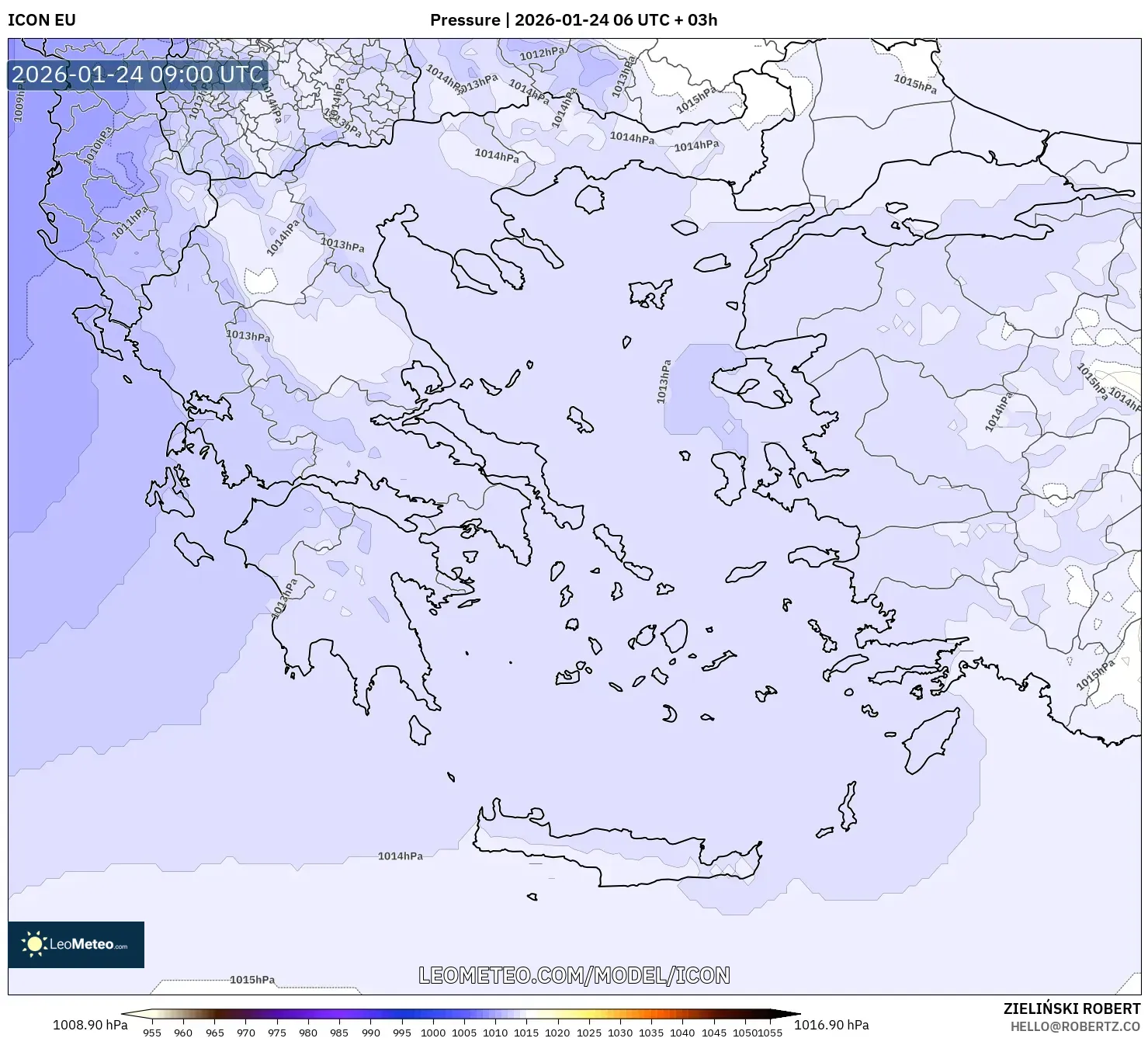 ICON model - Greece, Pressure