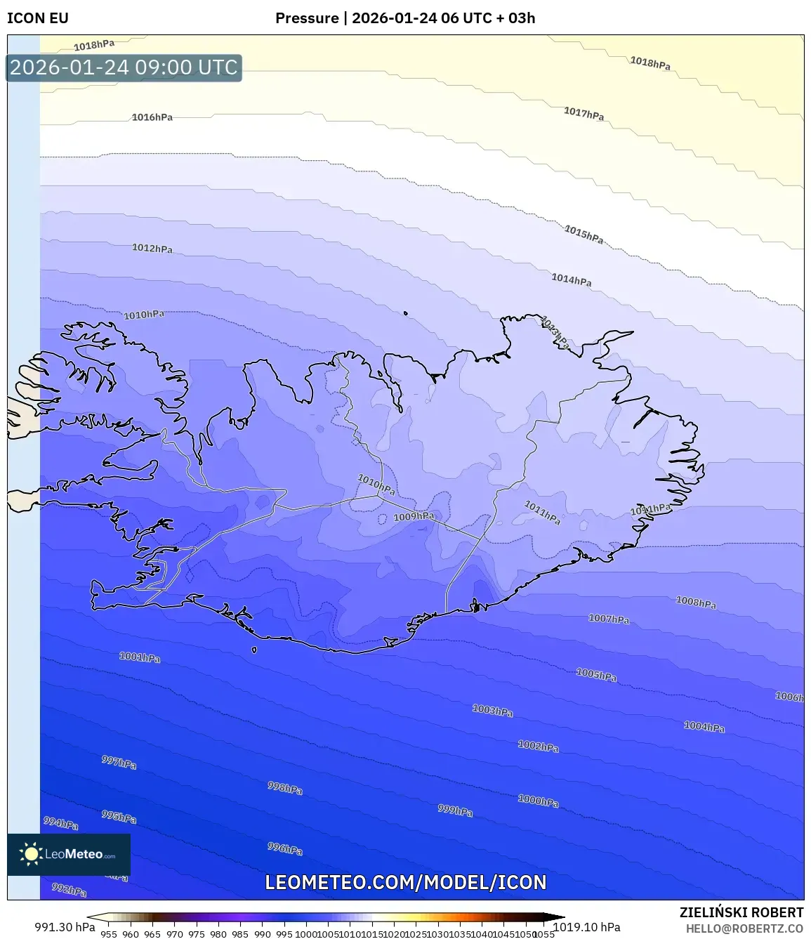 ICON model - Iceland, Pressure