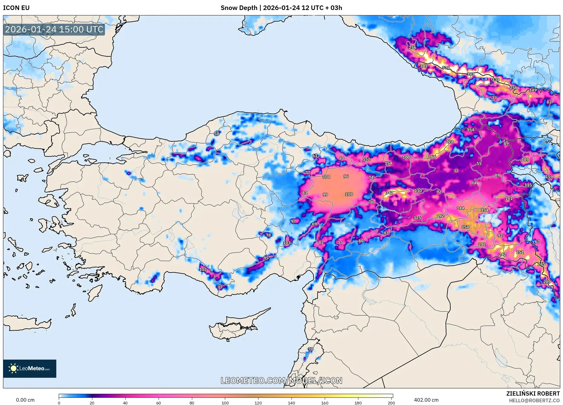 ICON model - Turkey, Snow Depth
