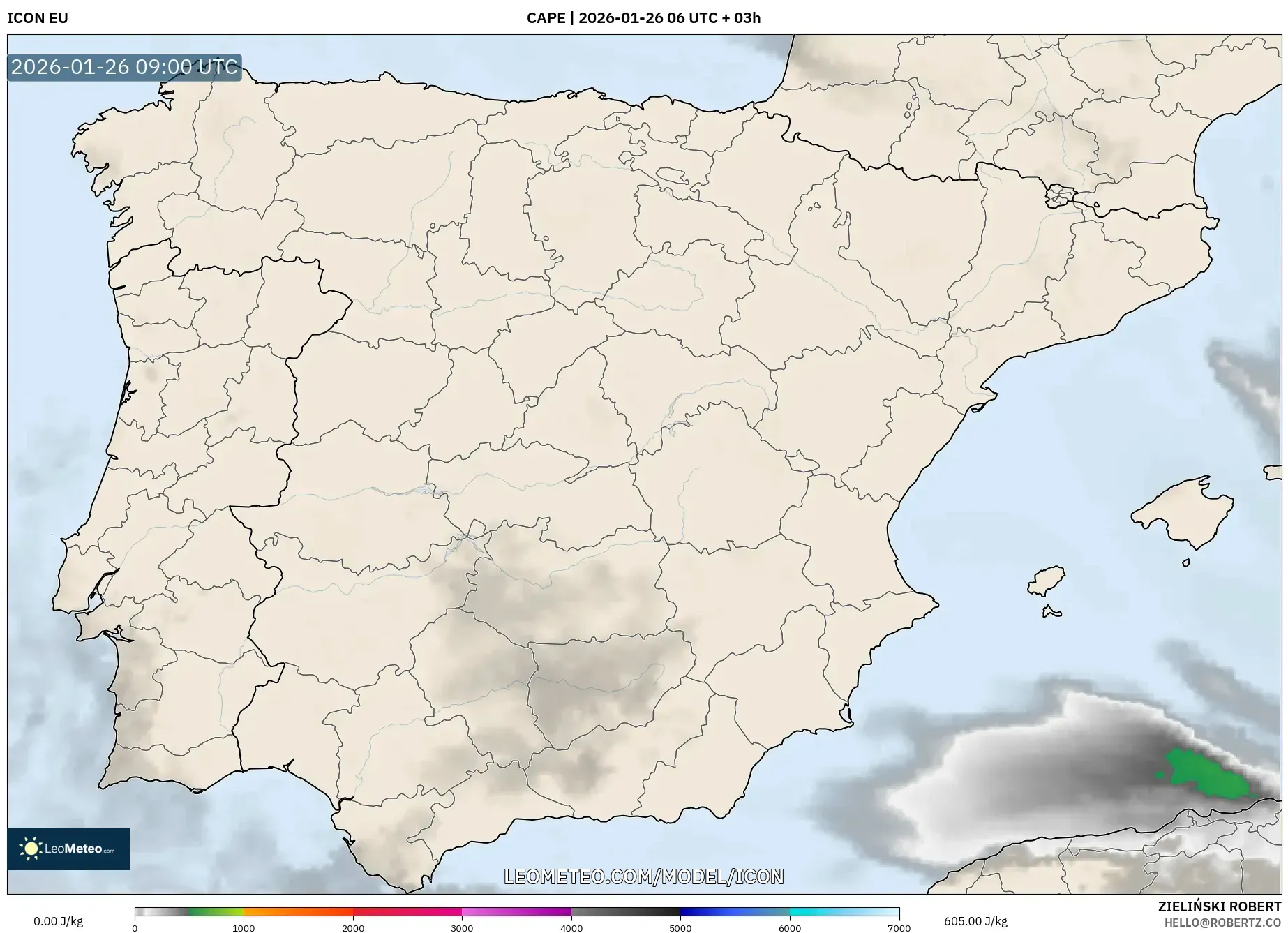 ICON model - Spain, CAPE