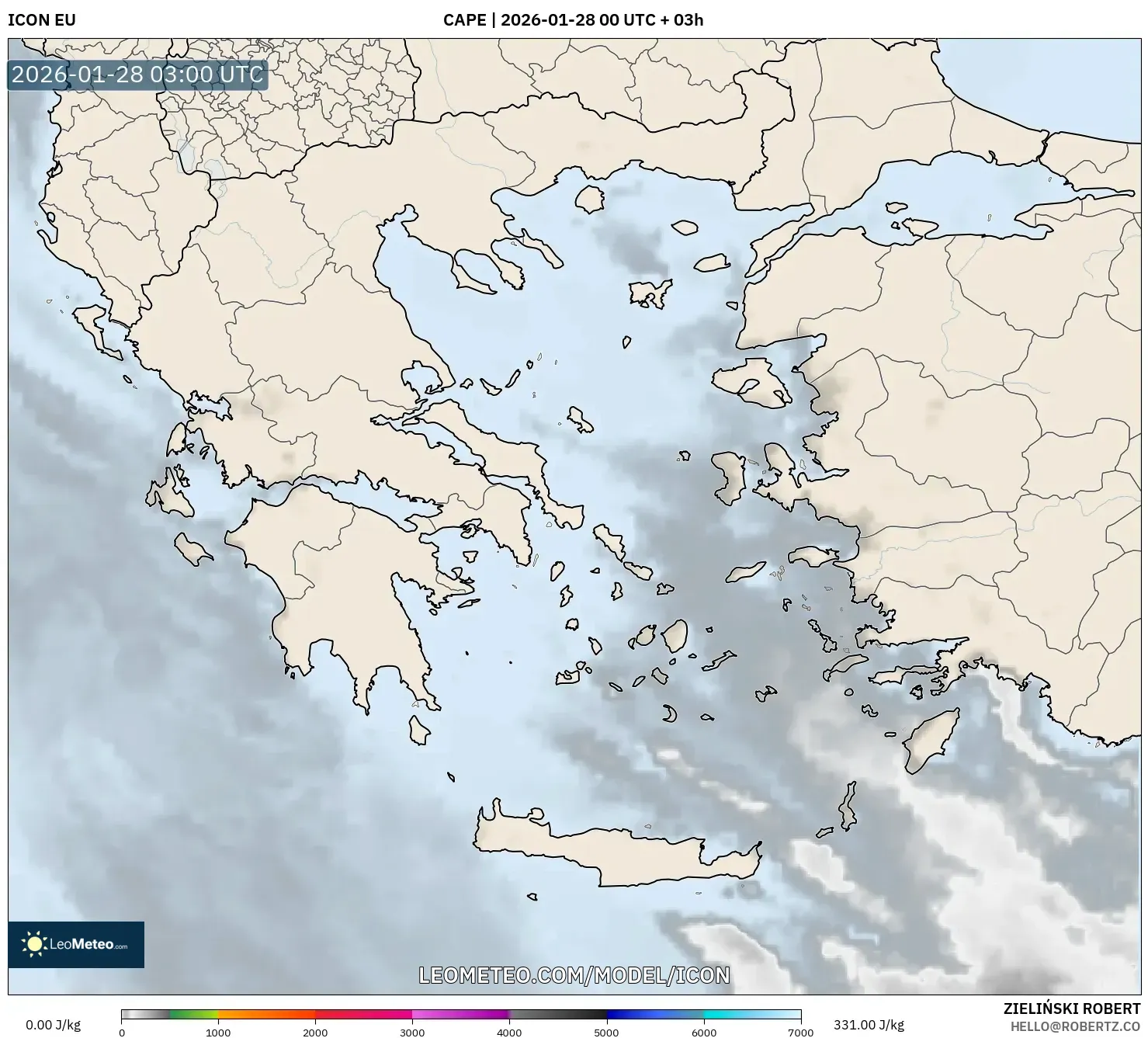ICON model - Greece, CAPE