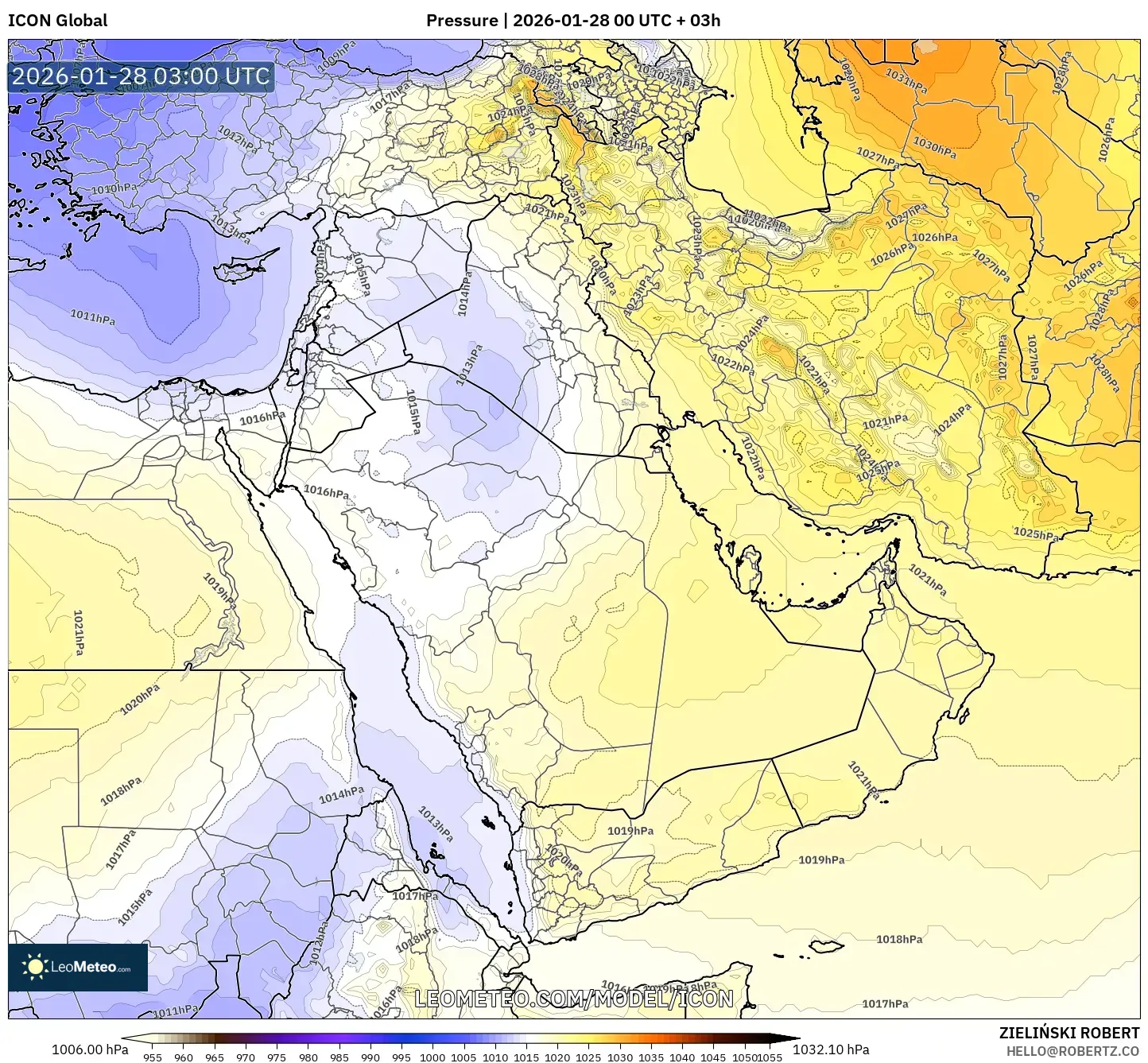ICON model - Middle East, Pressure