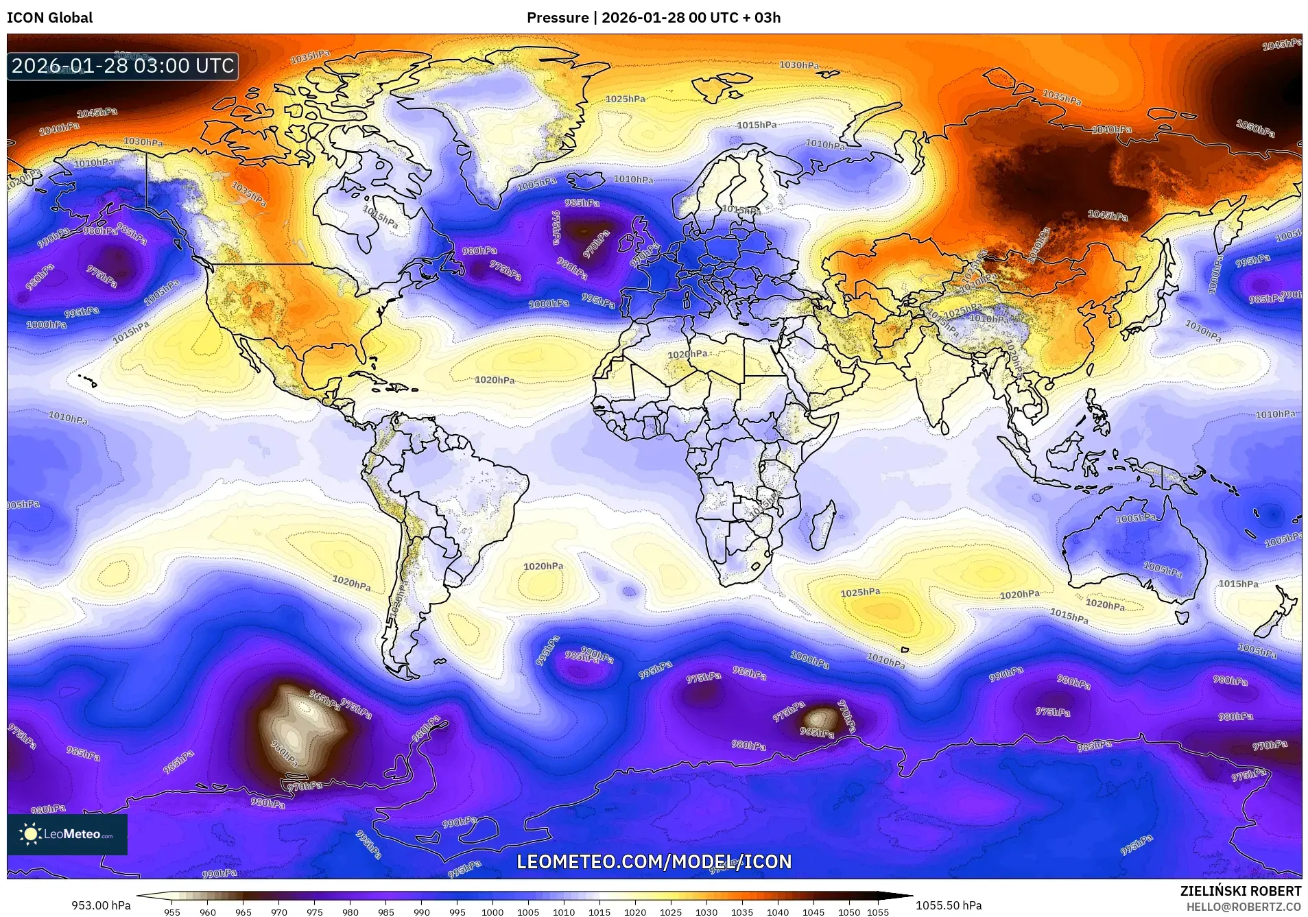 ICON model - World, Pressure