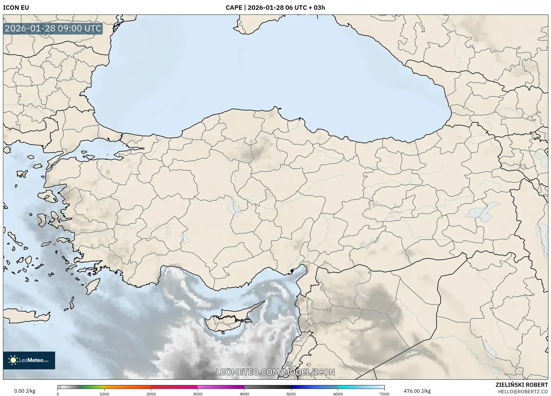 ICON model - Turkey, CAPE