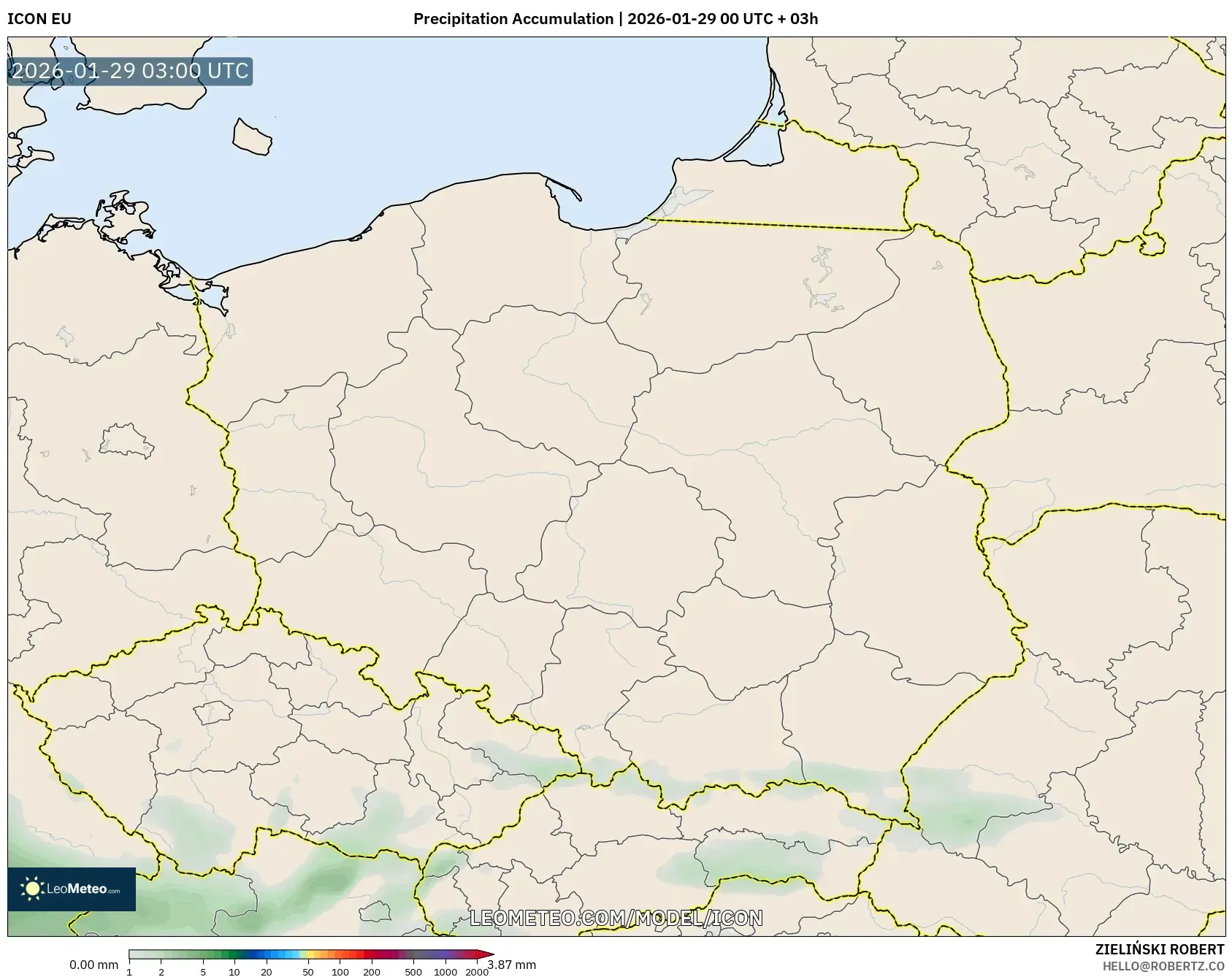 ICON model - Poland, Precipitation Accumulation