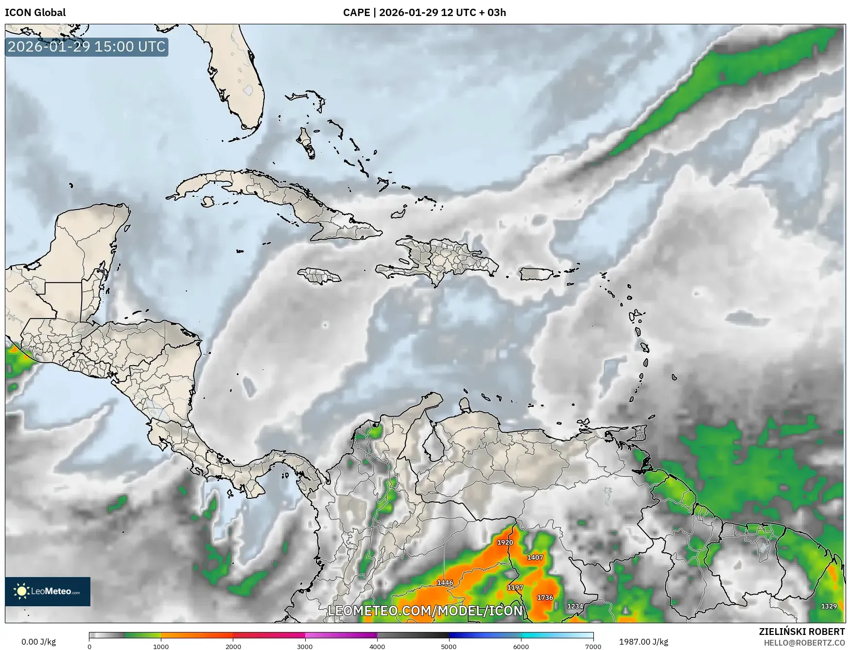ICON model - Caribbean, CAPE
