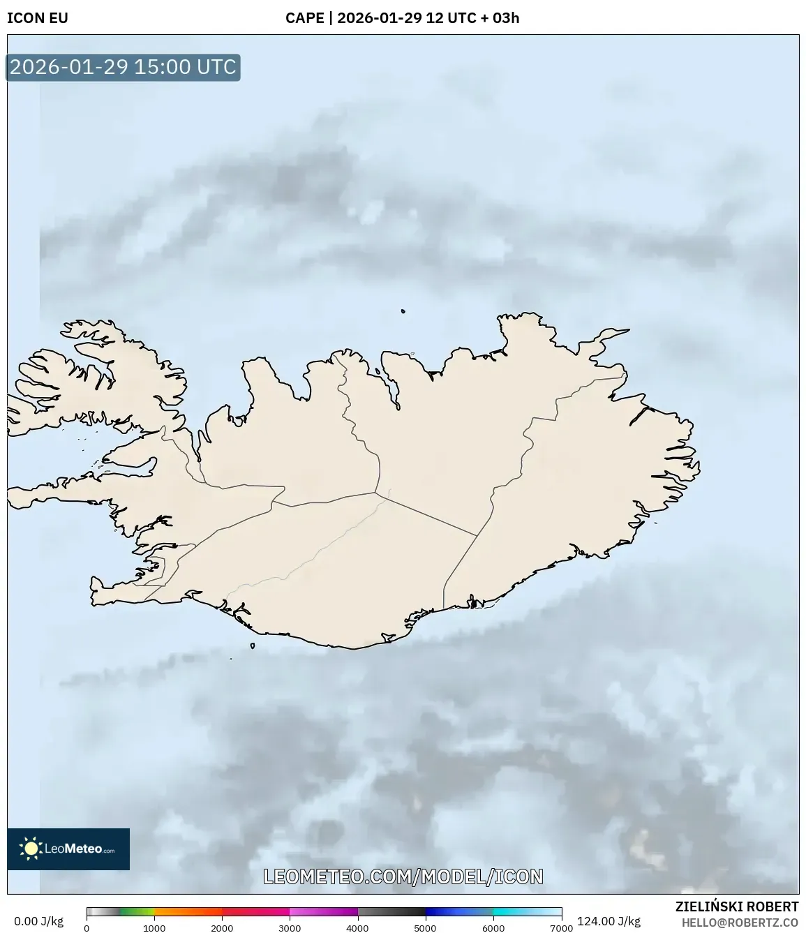 ICON model - Iceland, CAPE