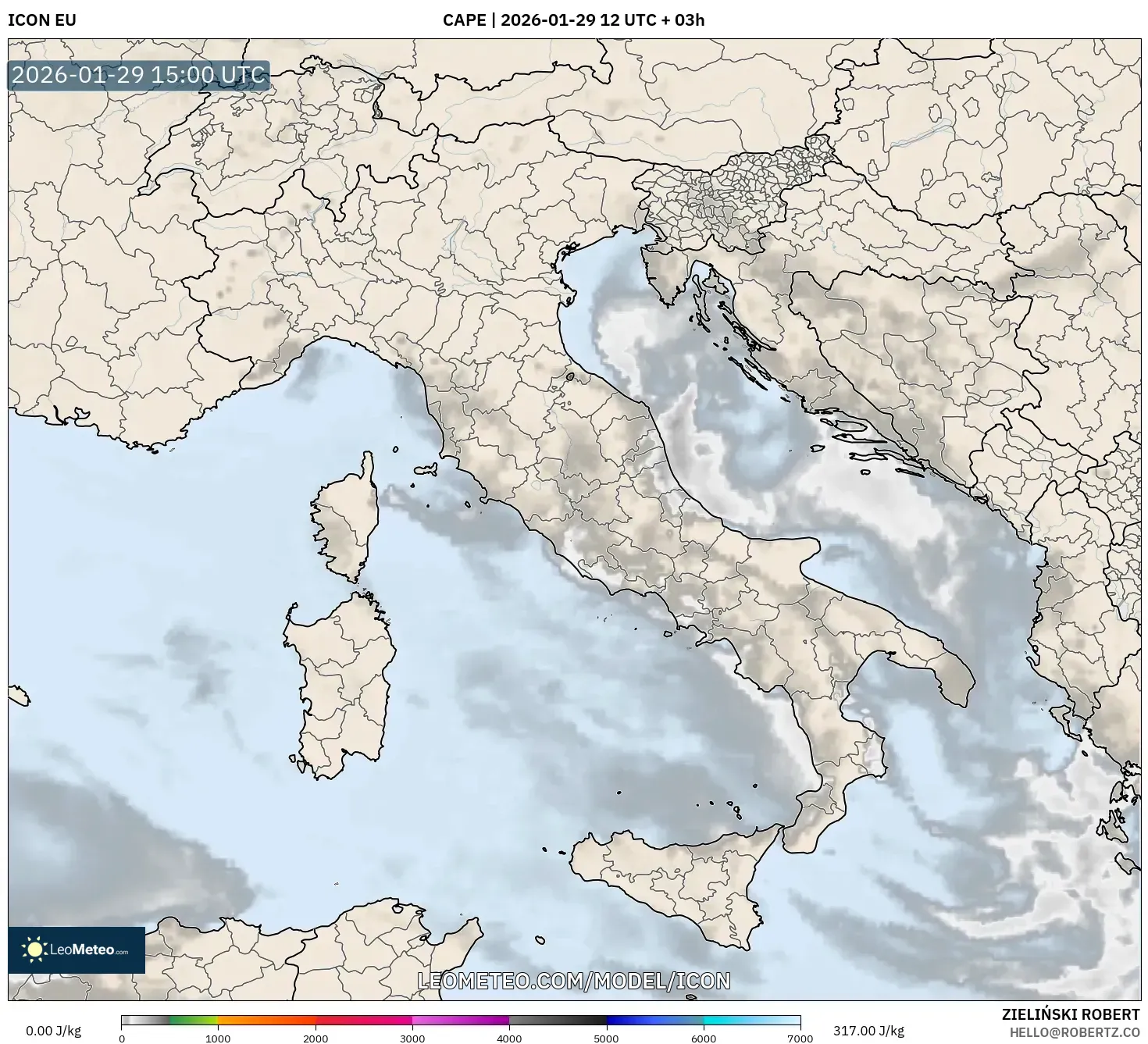 ICON model - Italy, CAPE