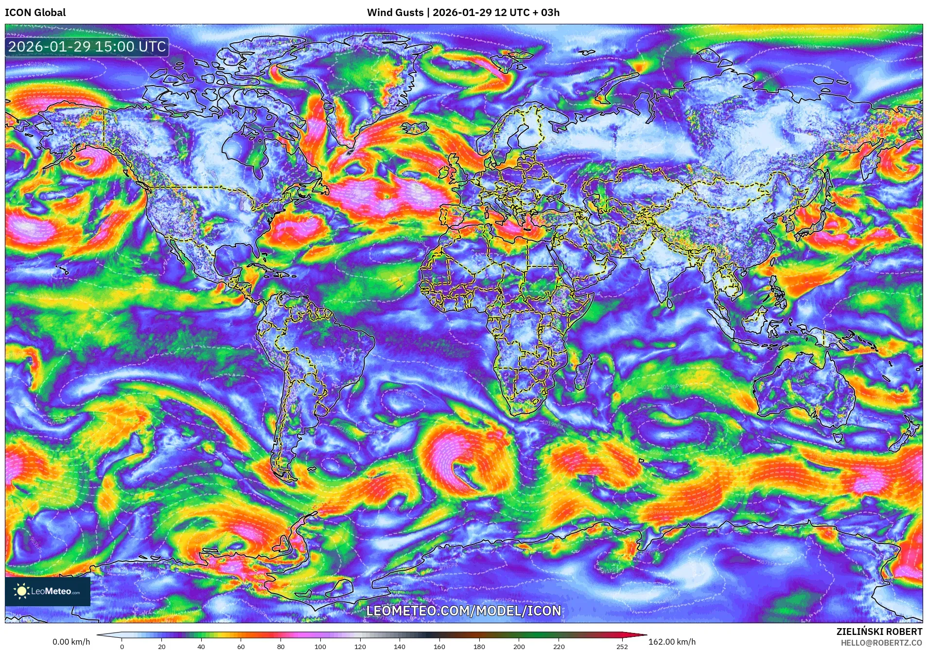 ICON model - World, Wind Gusts