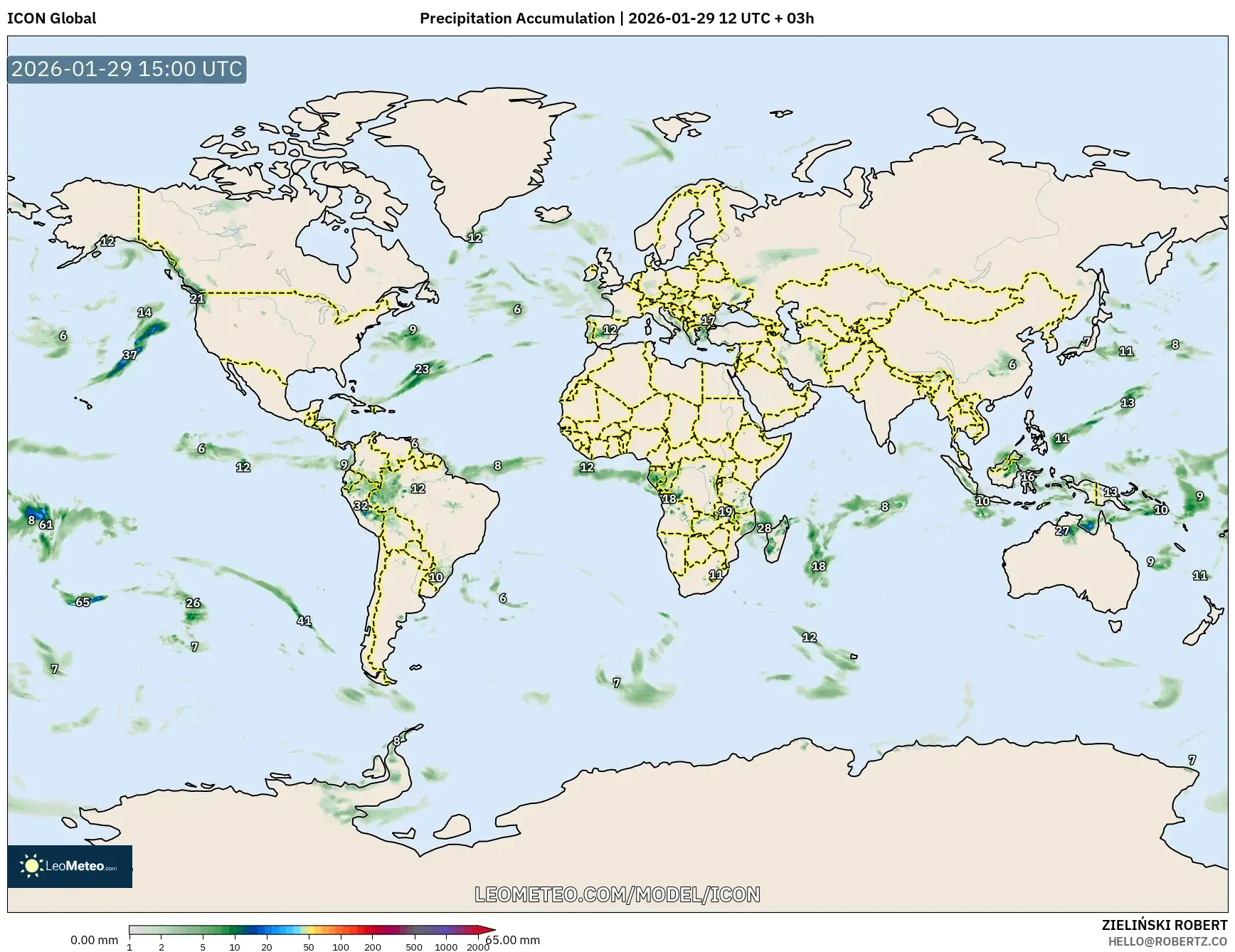 ICON model - World, Precipitation Accumulation