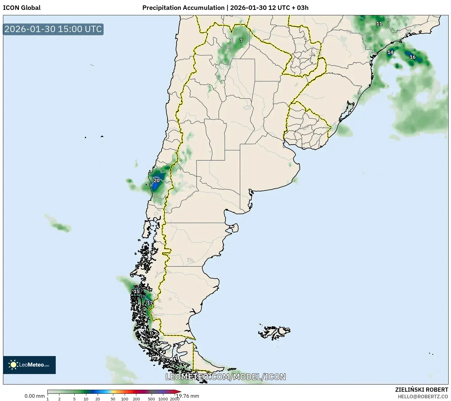 ICON model - Argentina, Precipitation Accumulation