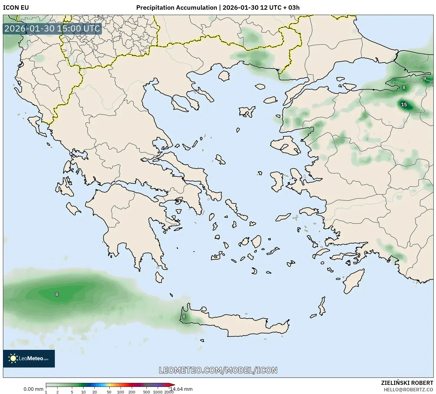 ICON model - Greece, Precipitation Accumulation