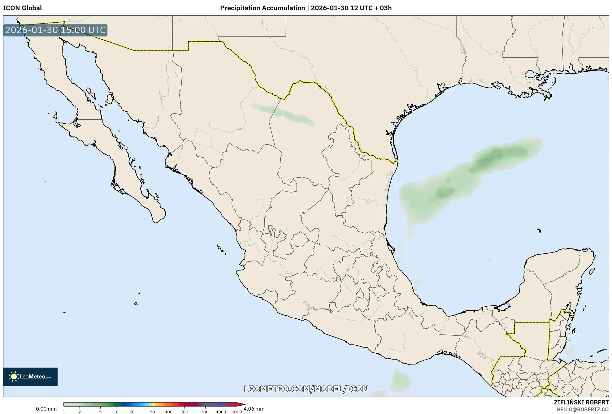 ICON model - Mexico, Precipitation Accumulation