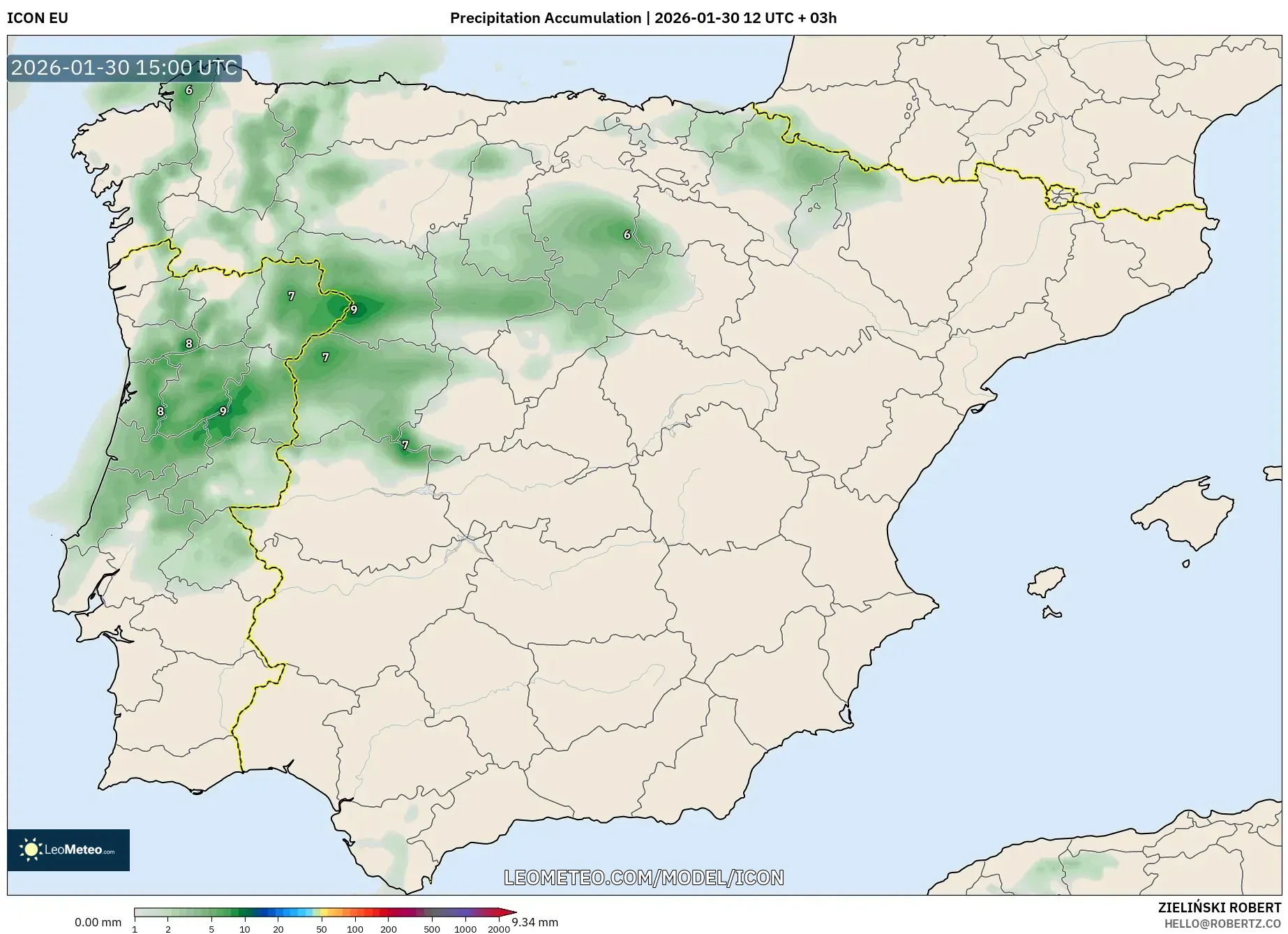 ICON model - Spain, Precipitation Accumulation