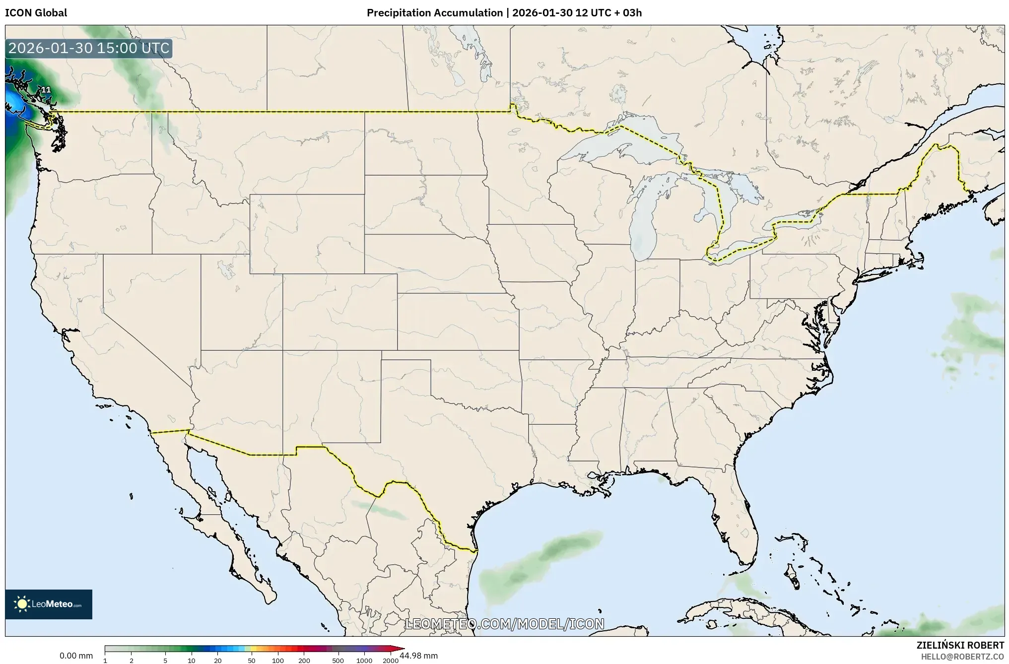 ICON model - United States, Precipitation Accumulation