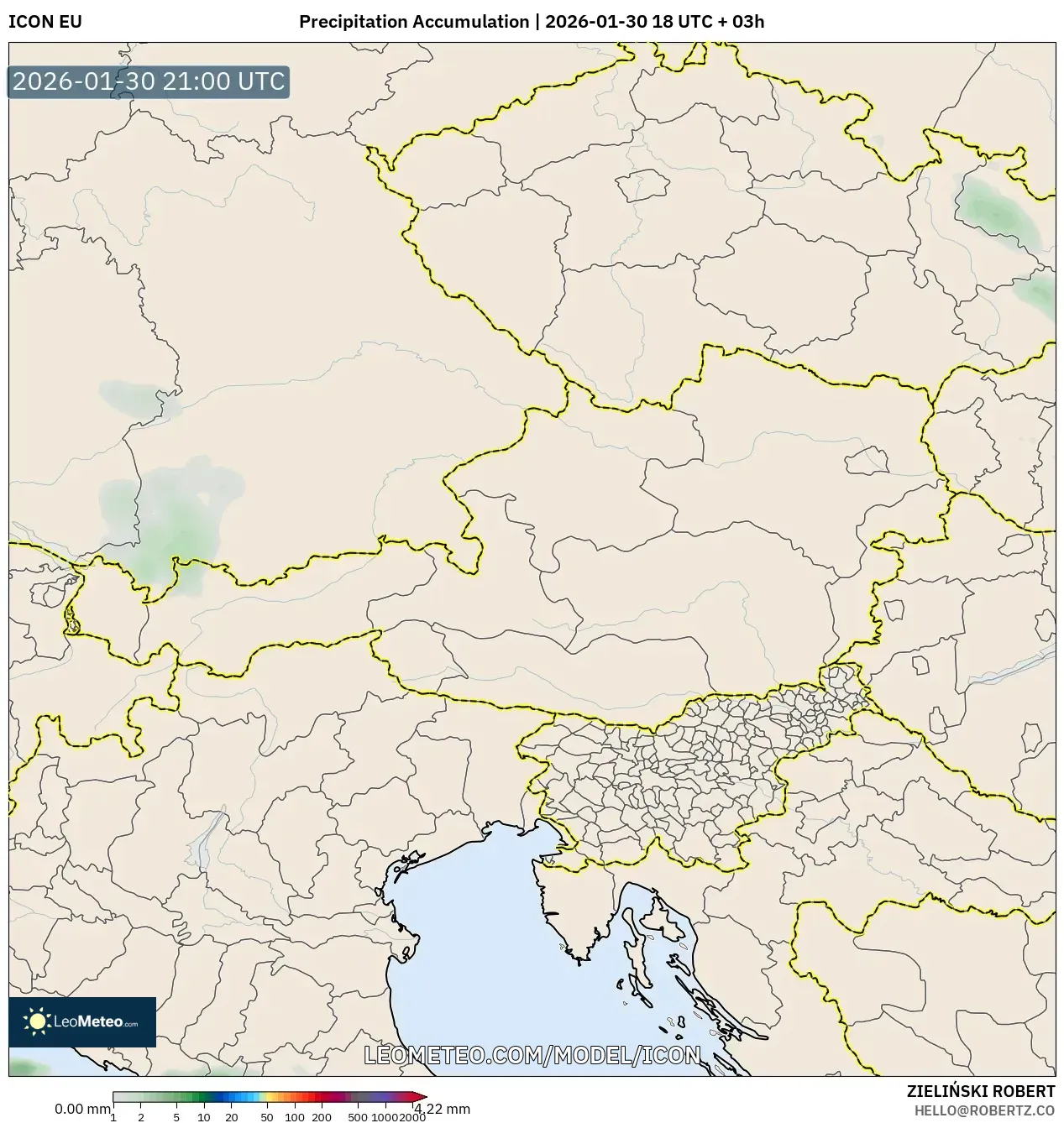 ICON model - Austria, Precipitation Accumulation